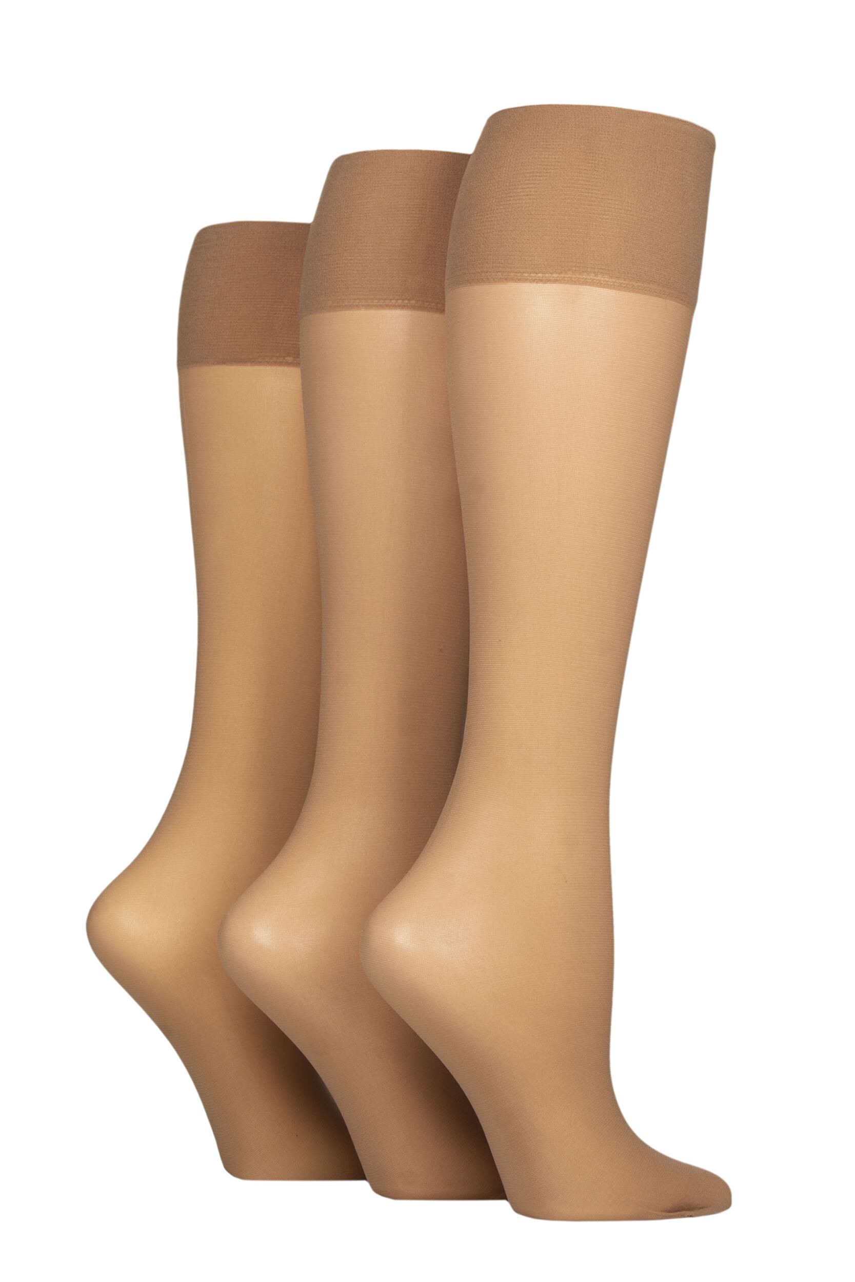 Women's 3 Pair Charnos 15 Denier Sheer Knee Highs Sherry One Size