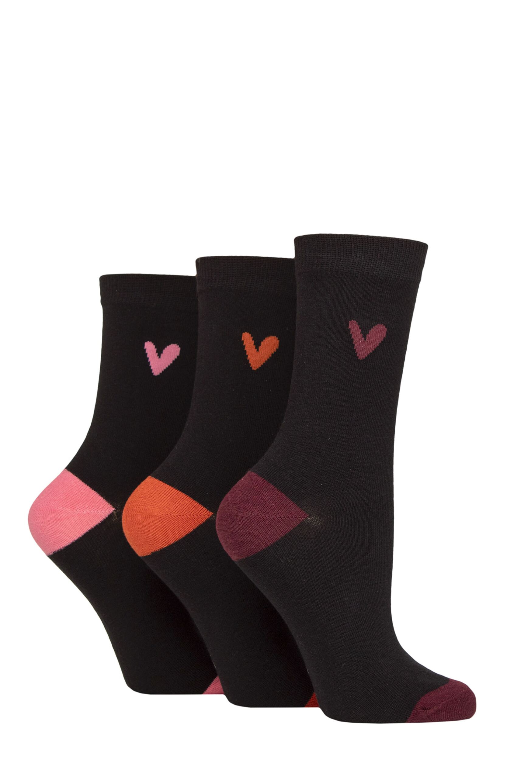 Women’s 3 Pair Caroline Gardner Patterned Cotton Socks Black / BOP 4-8