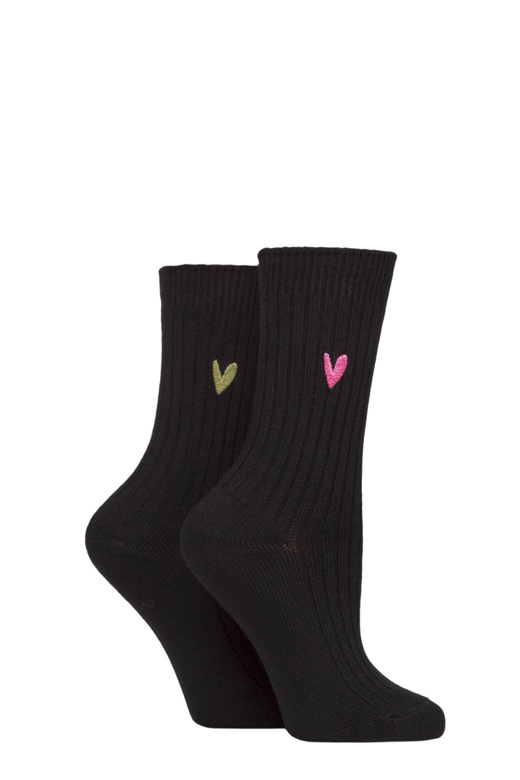 Women’s 2 Pair Caroline Gardner Bamboo Ribbed Light Weight Boot Socks Black 4-8