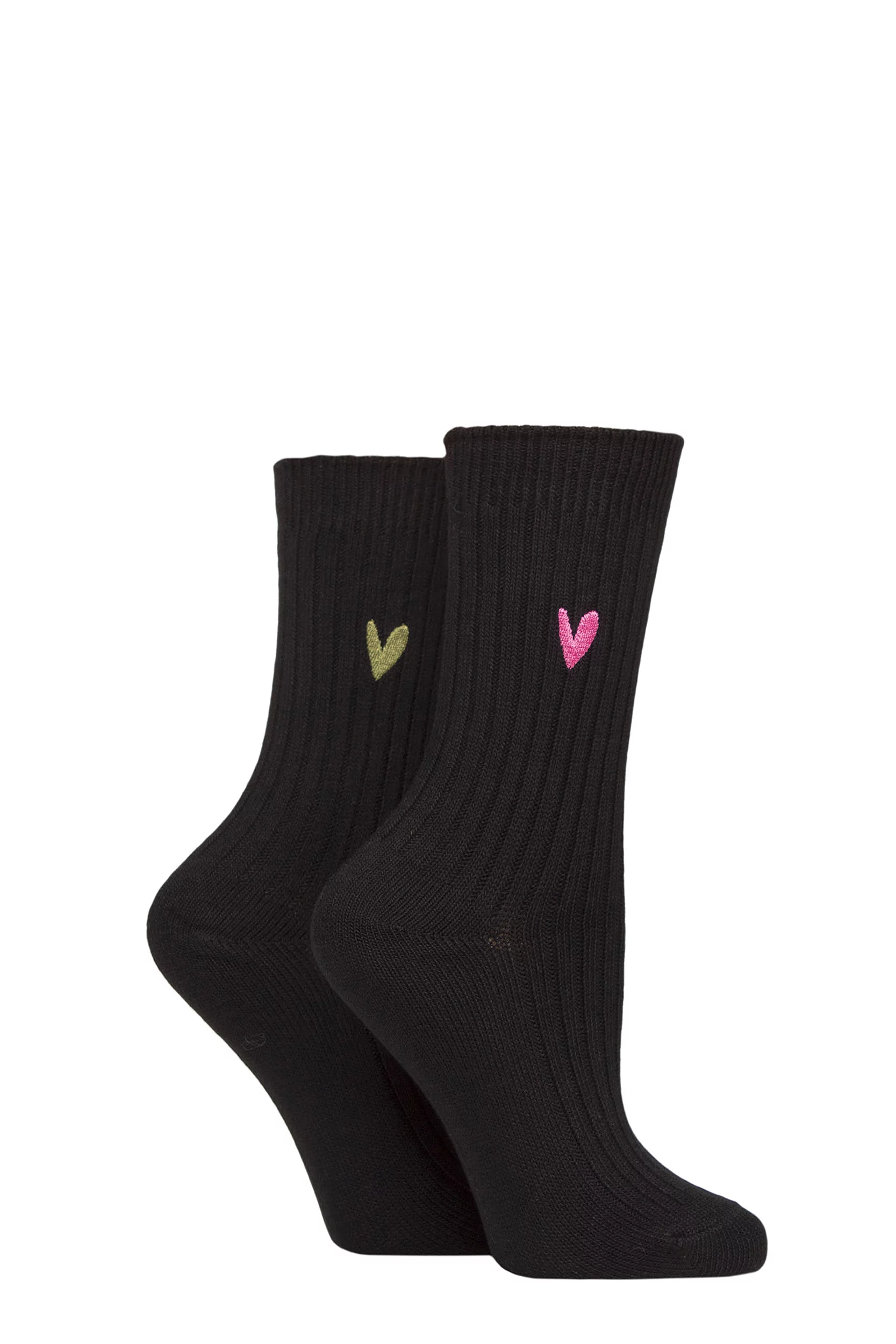 Women's 2 Pair Caroline Gardner Bamboo Ribbed Light Weight Boot Socks Black 4