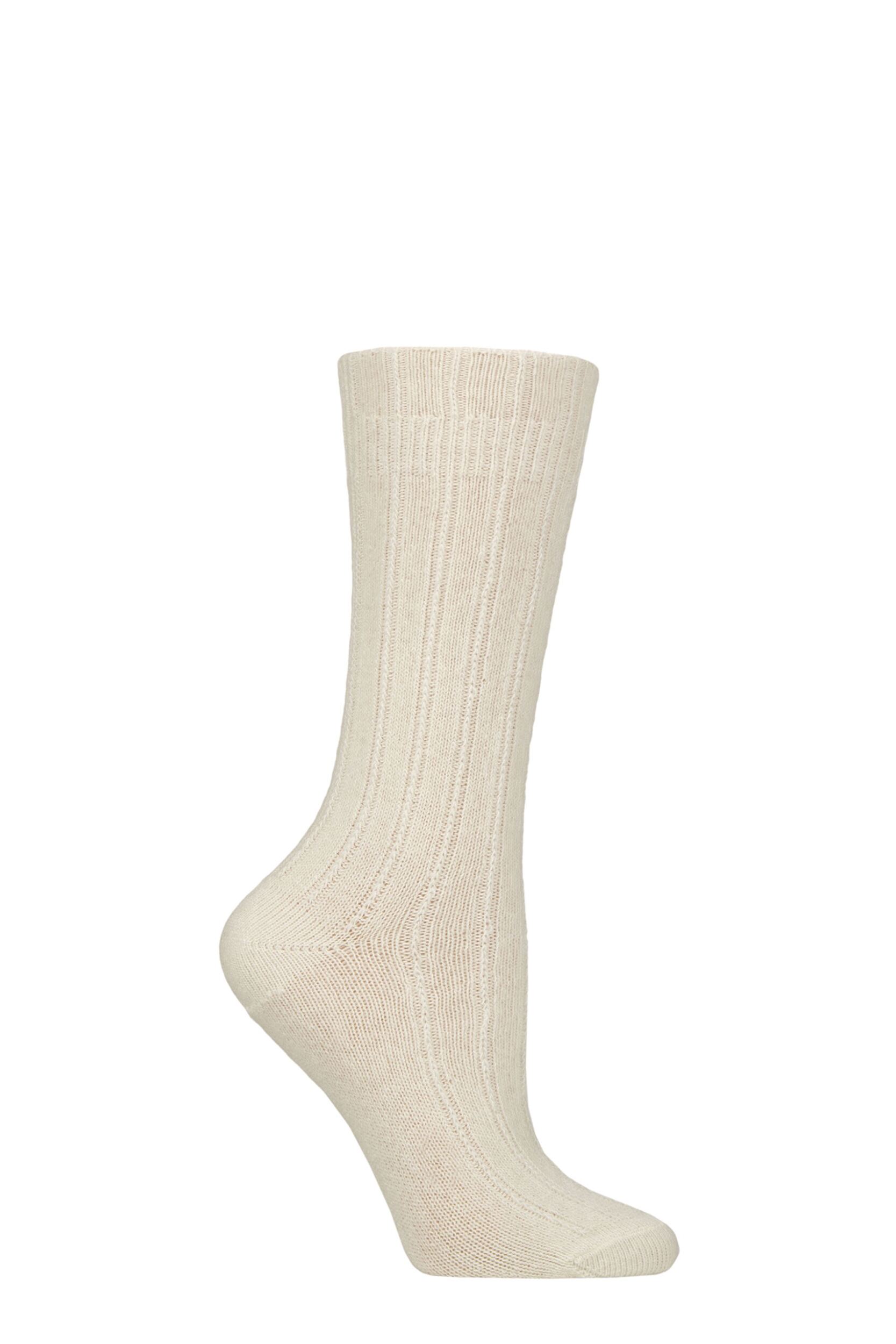 Women's 1 Pair Charnos Cashmere Slouchy Top Socks Cream One Size