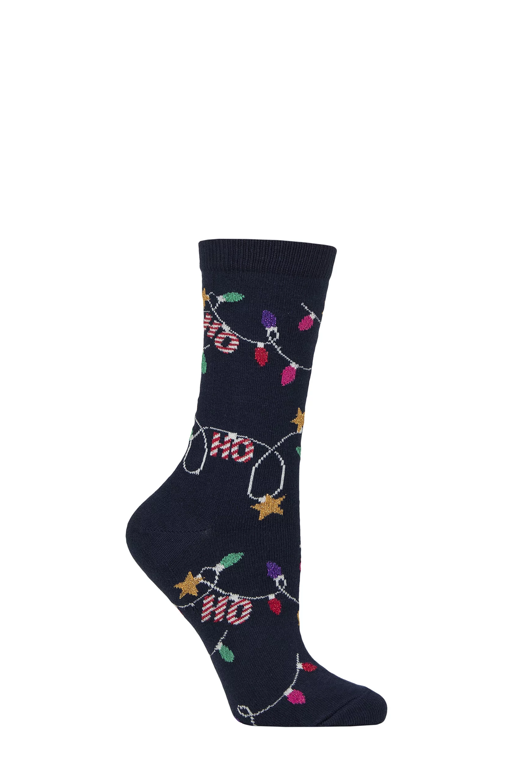 Women's 1 Pair Charnos Christmas Design Cotton Socks Fairy Lights