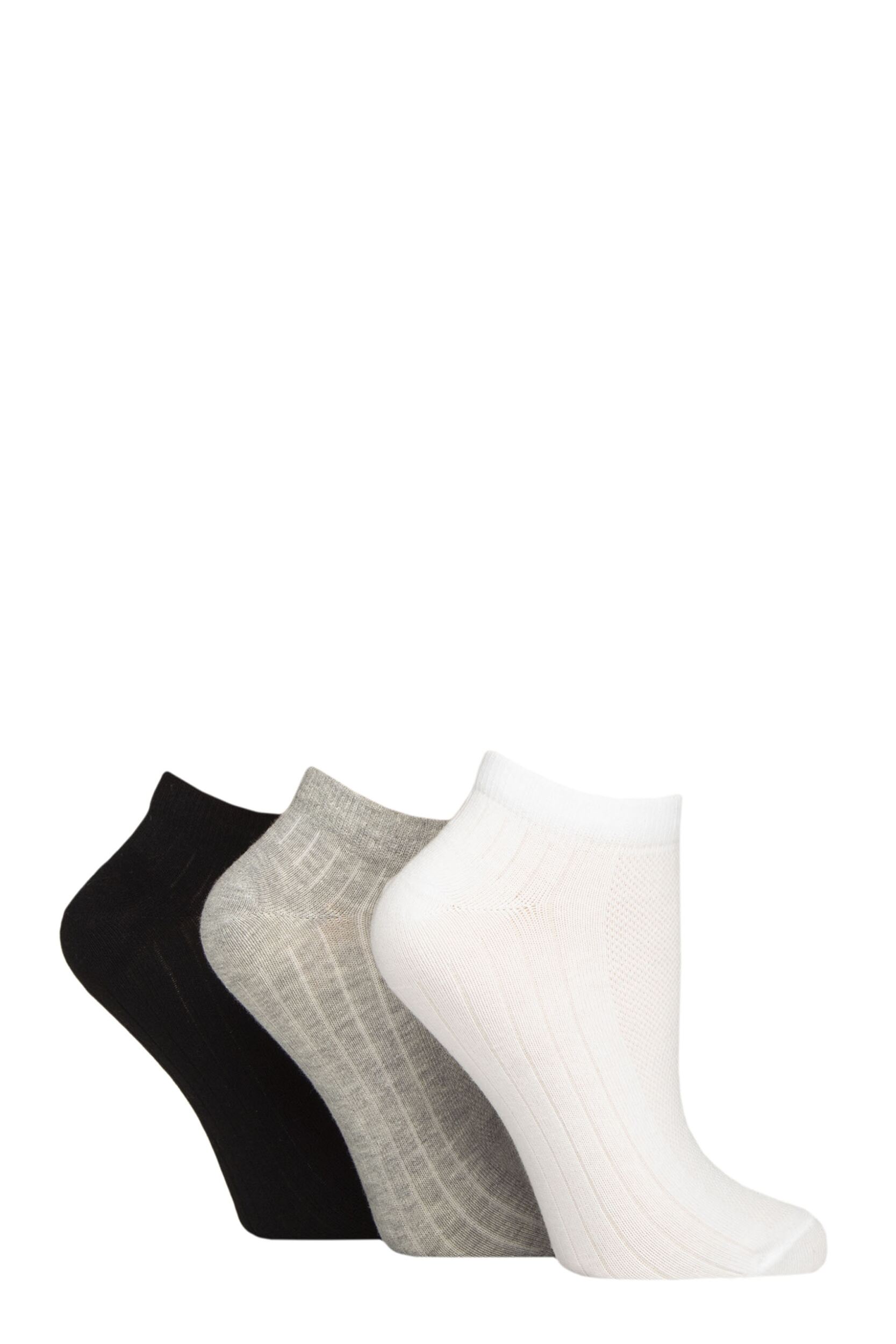 Women's 3 Pair Charnos Organic Cotton Active Trainer Socks Black One Size