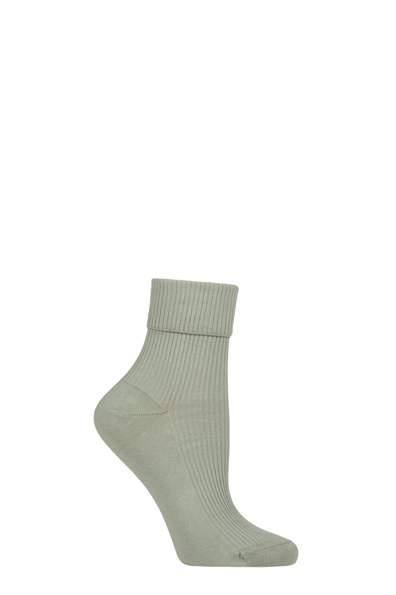 Women's 1 Pair Charnos Organic Cotton Crew Socks Sage One Size