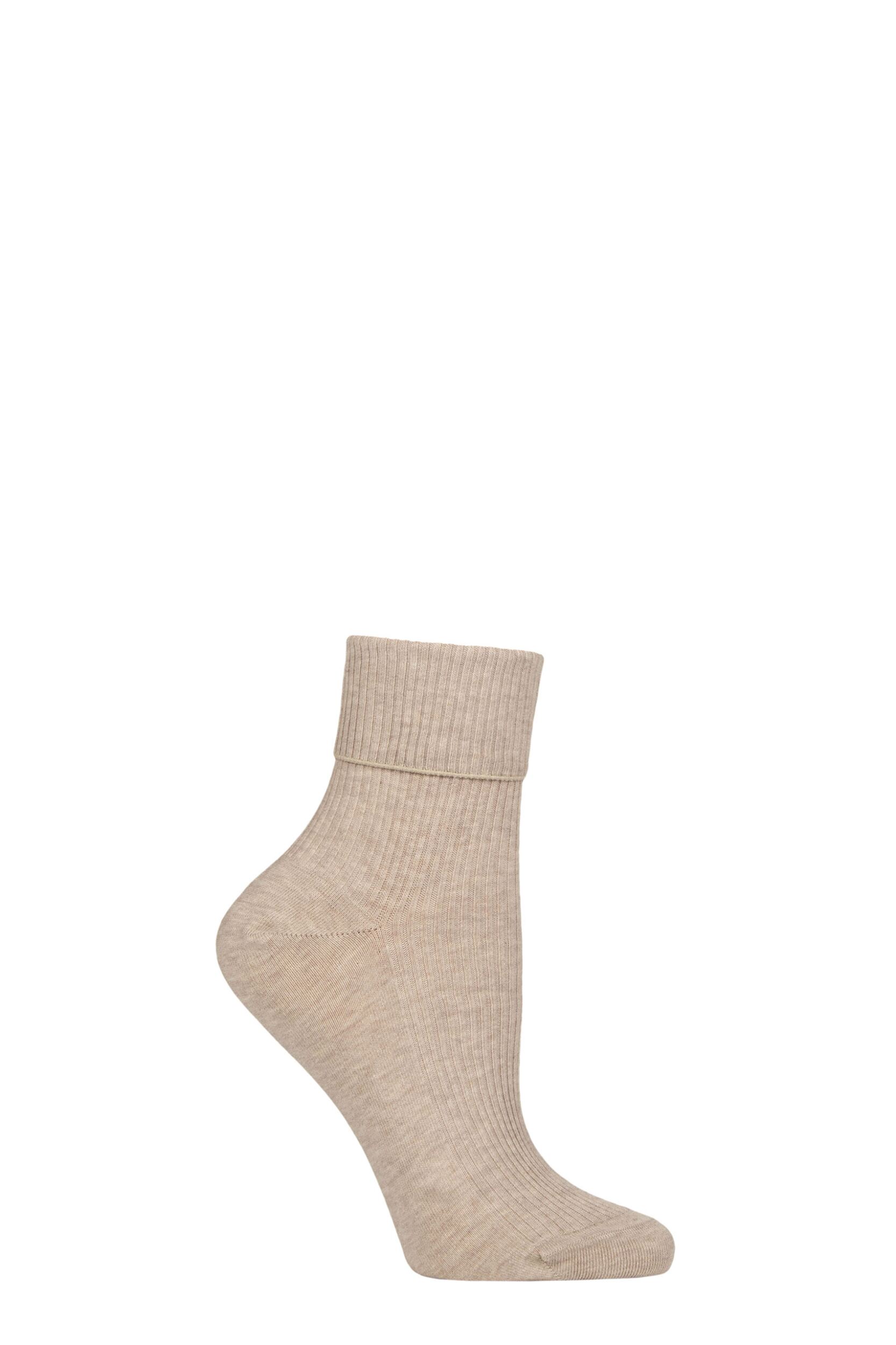 Women's 1 Pair Charnos Organic Cotton Crew Socks Beige One Size
