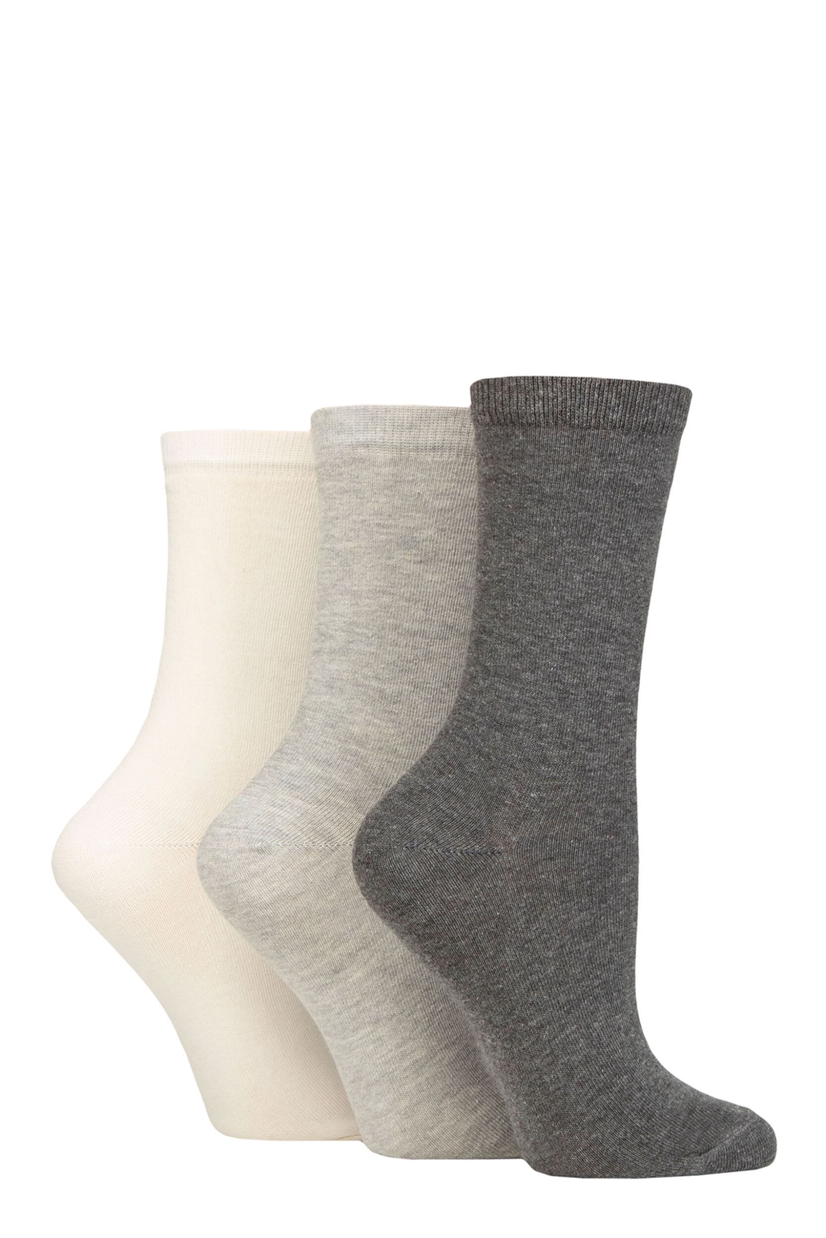 Women's 3 Pair Charnos Organic Cotton Ankle Socks Grey One Size