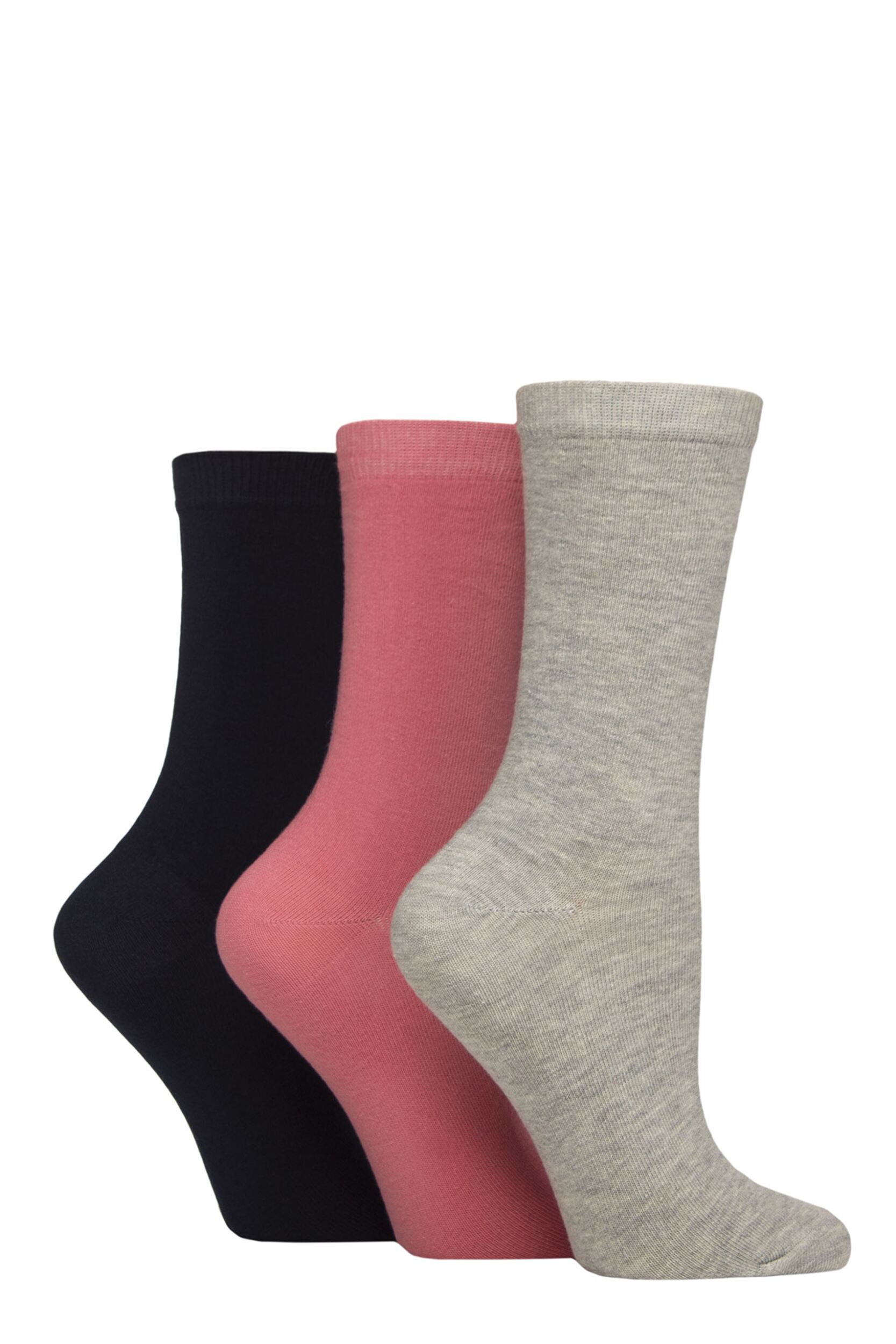Women's 3 Pair Charnos Organic Cotton Ankle Socks Blue Mix One Size