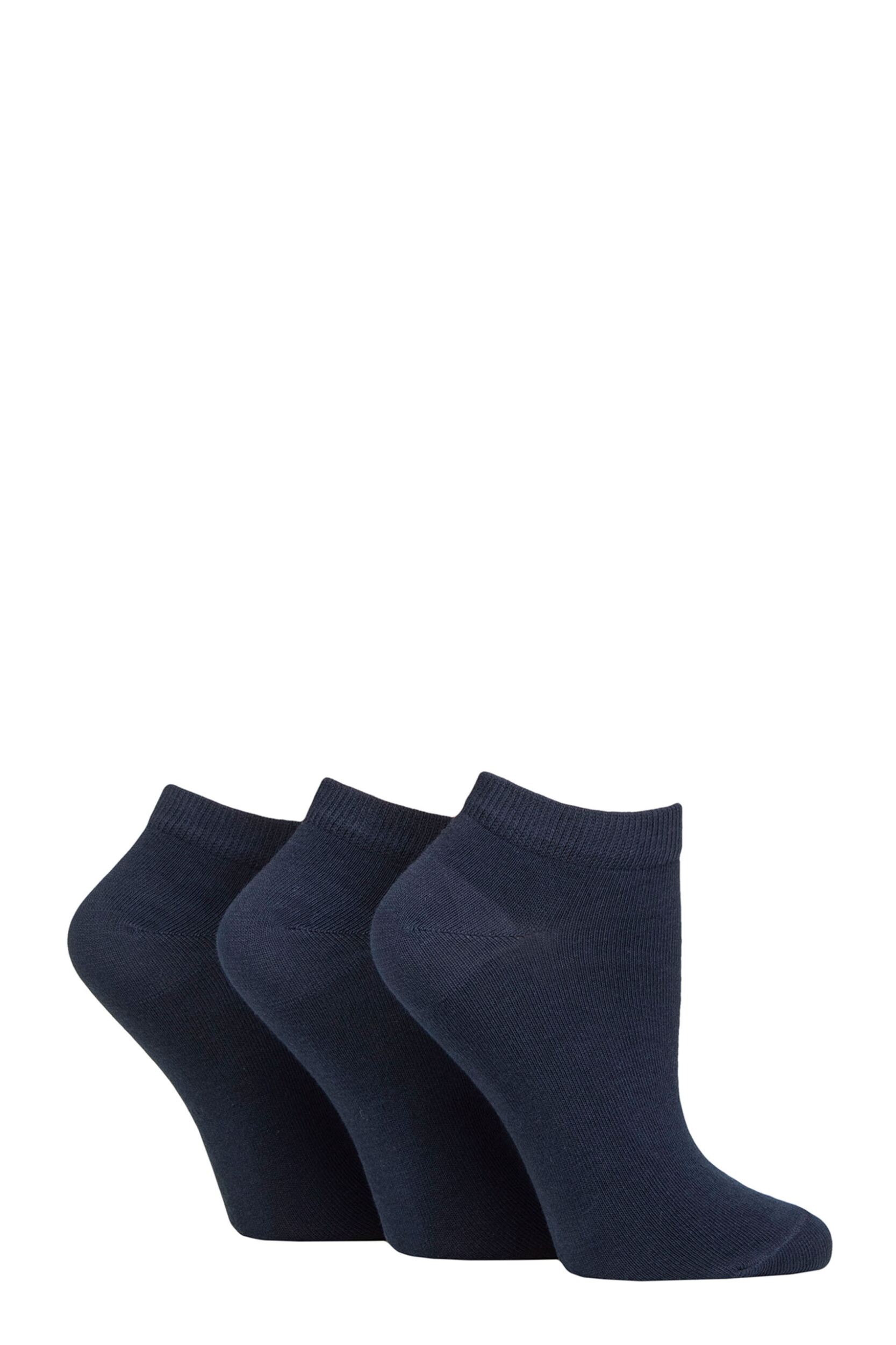 Women's 3 Pair Charnos Organic Cotton Trainer Socks Navy One Size