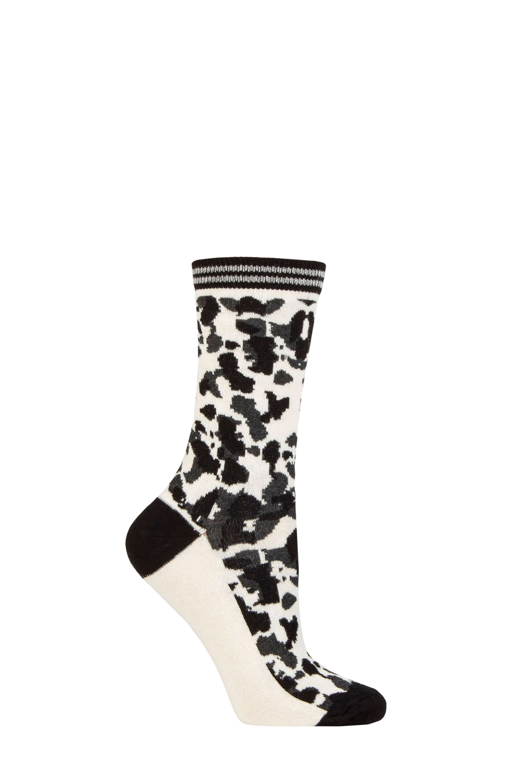 Women's 1 Pair Charnos Bamboo Animal Print Socks Grey One Size