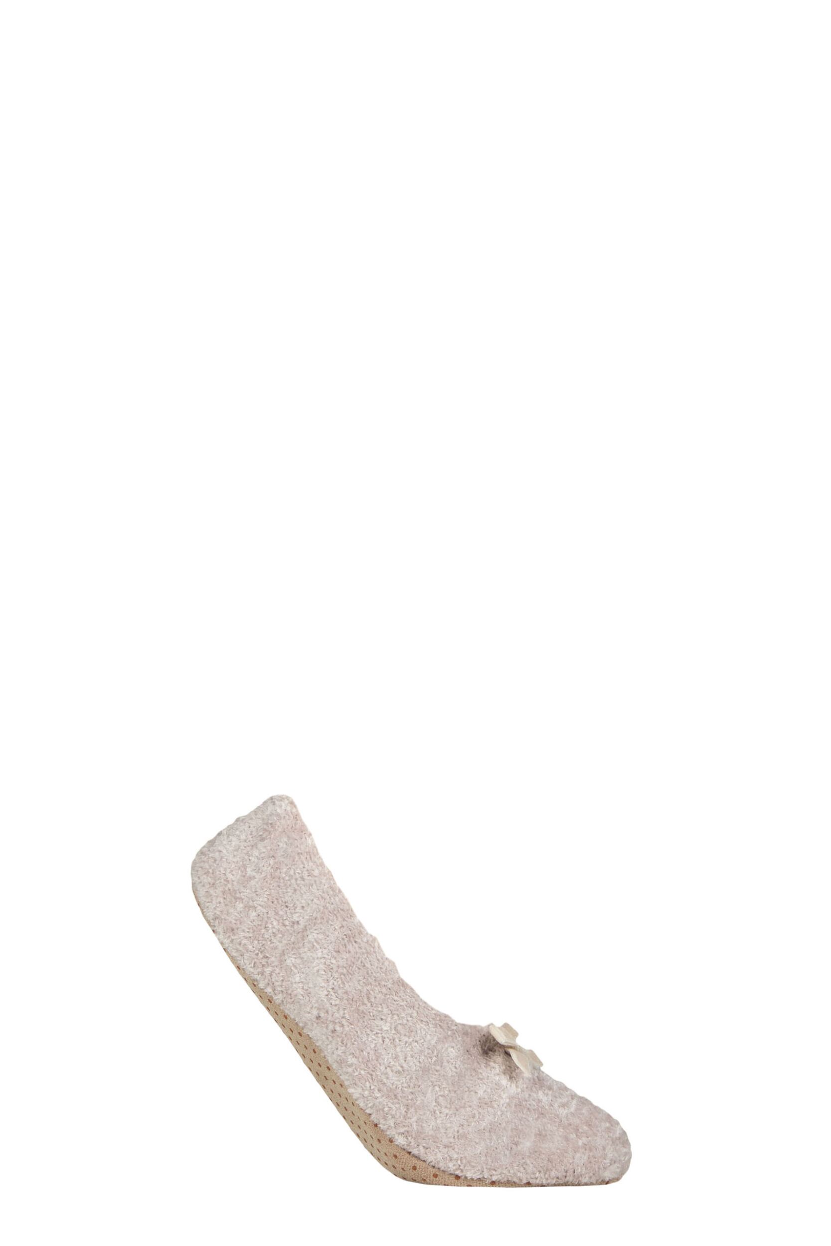 Women's 1 Pair Charnos Chenille Slippers with Bow Oatmeal One Size