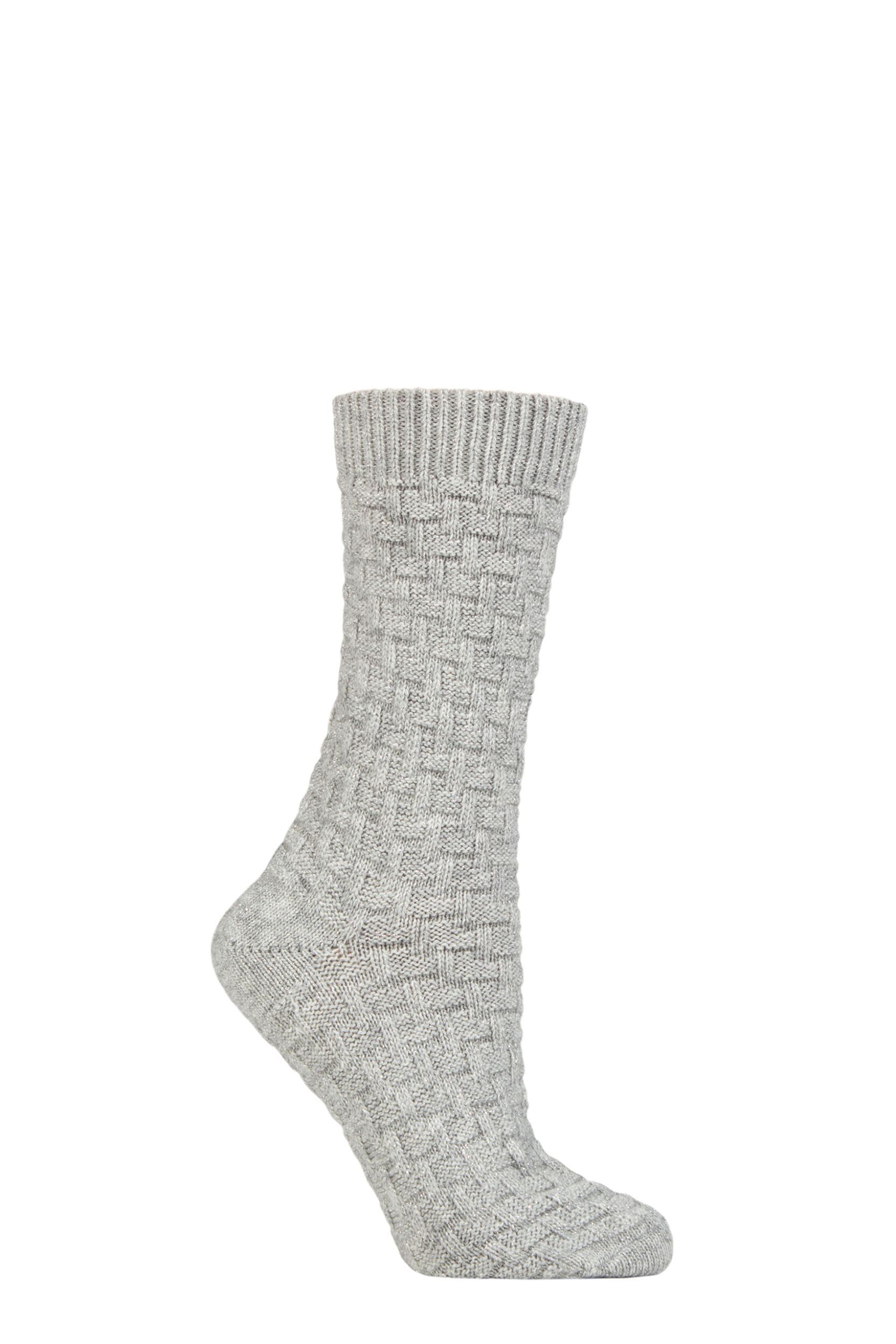 Women's 1 Pair Charnos Cosy All Over Lurex Socks Grey One Size