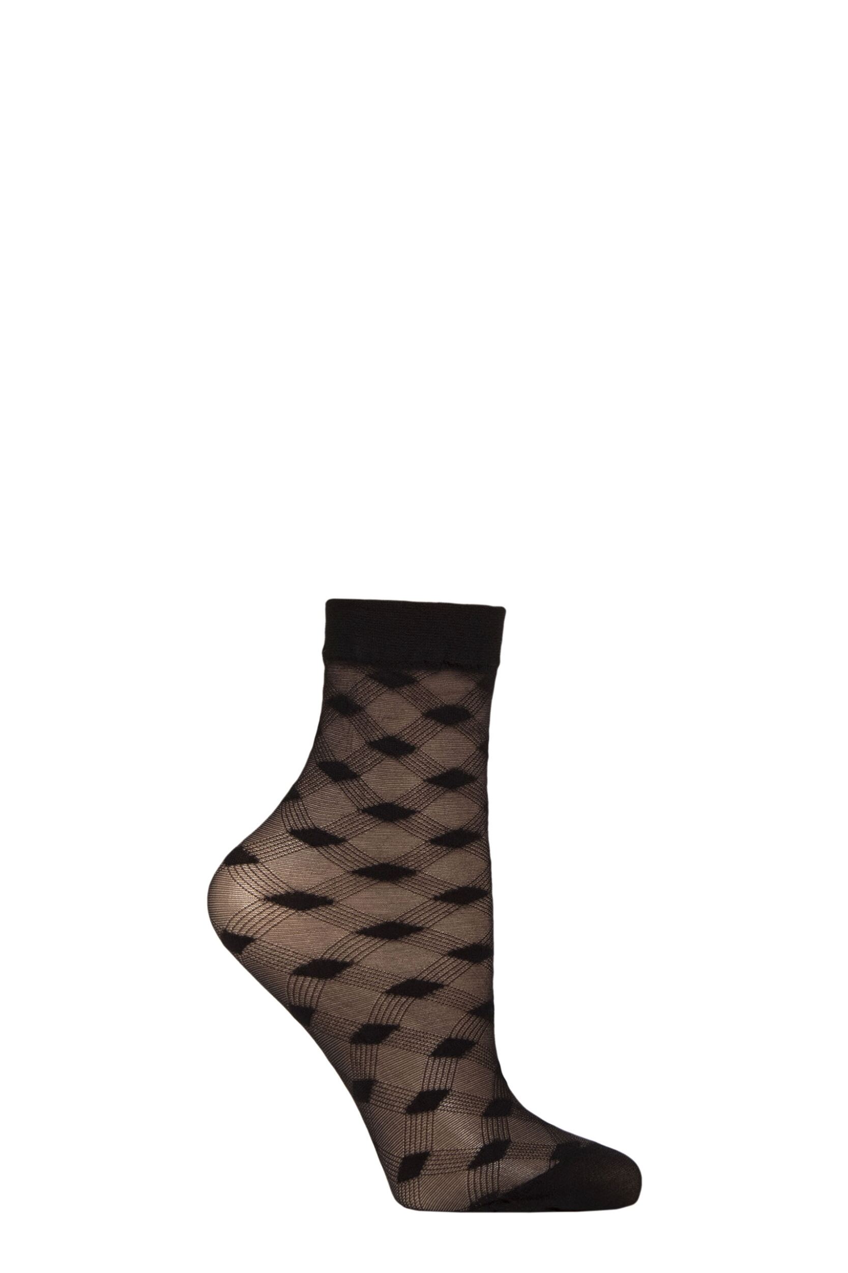 Women's 1 Pair Charnos Sheer Diamond Anklets Black One Size