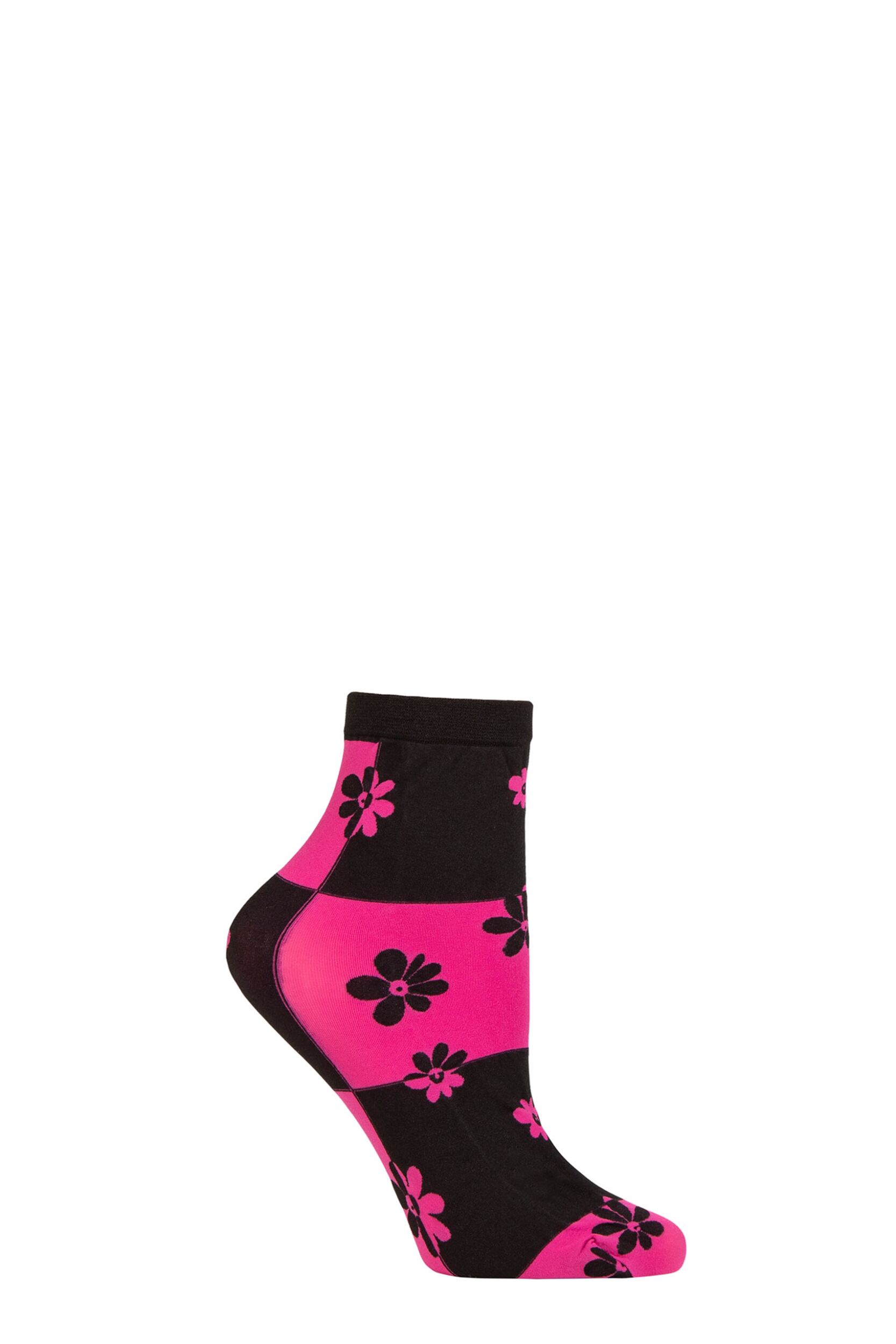 Women's 1 Pair Trasparenze Chamomile Floral Check Socks Orchid One Size