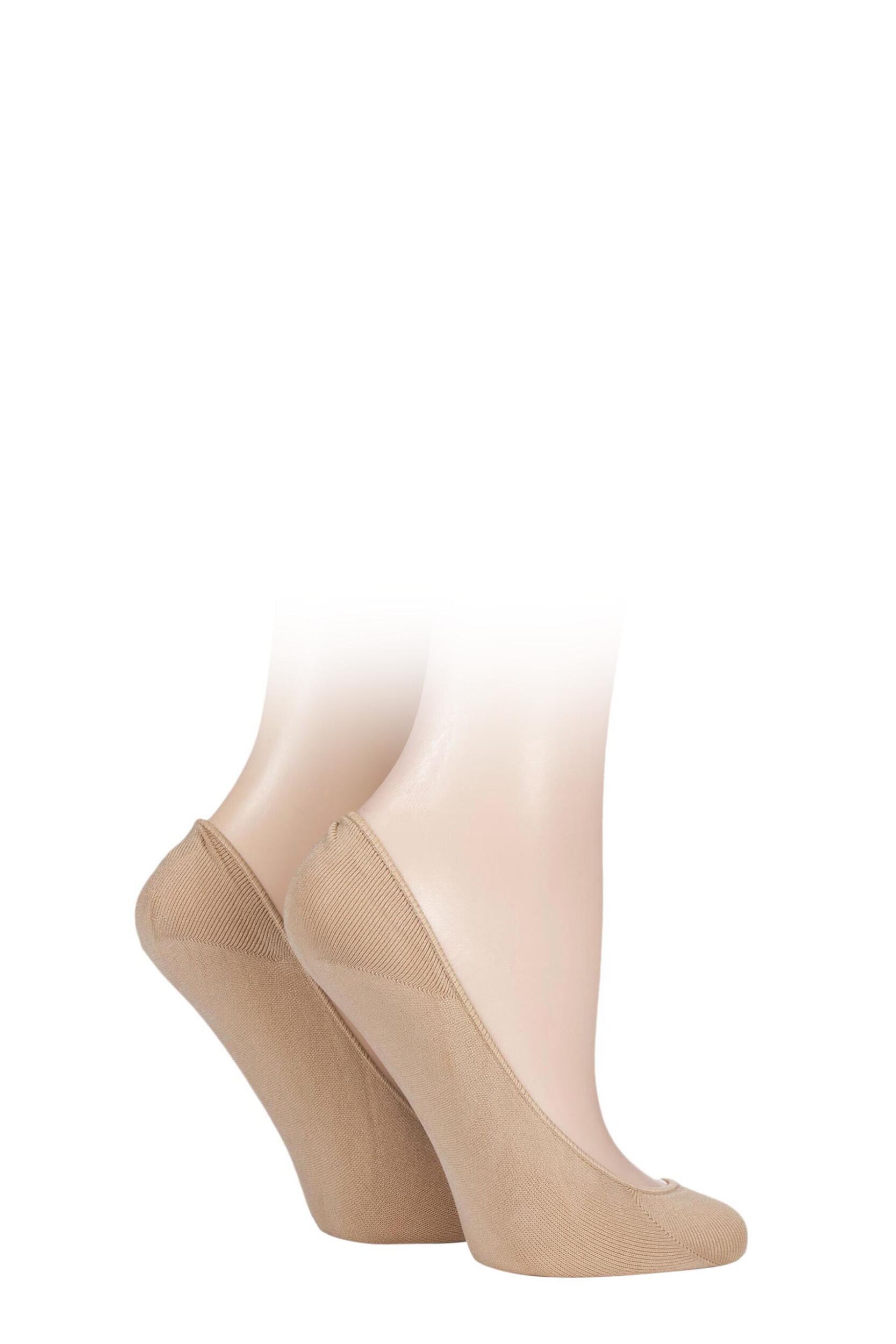 2 Pair Natural Ballerina Footsies with Gripper Ladies One Size - Charnos