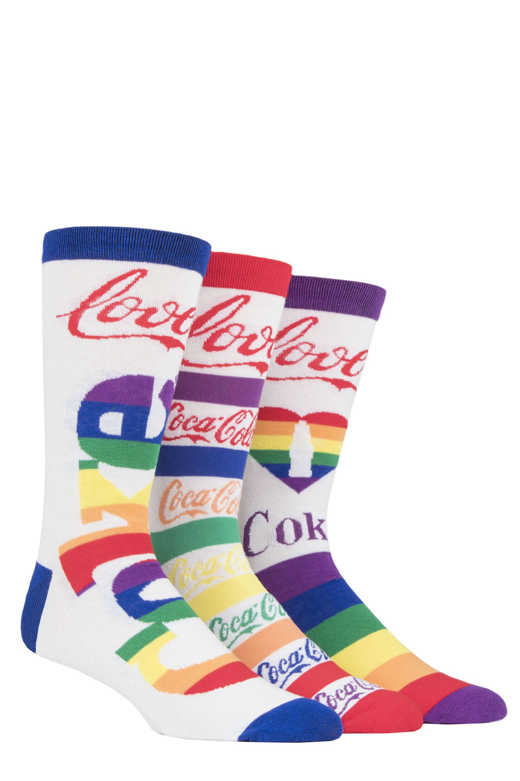 Mens 3 Pair Coca Cola Pride Socks Multi 6-11