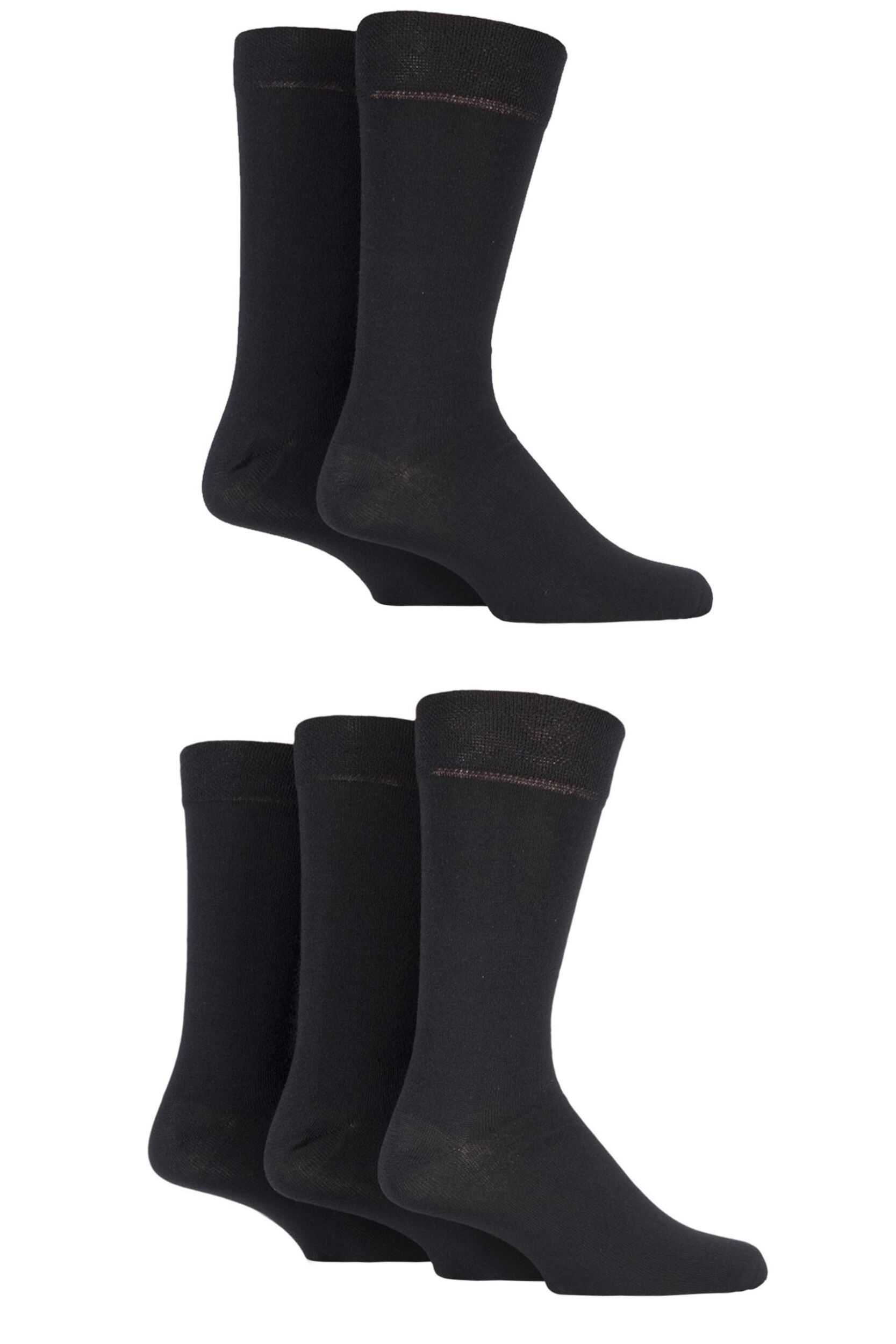 5 Pair Black Classic Everyday Plain Jacquard Cotton Socks Men's 6-11 Mens - Farah