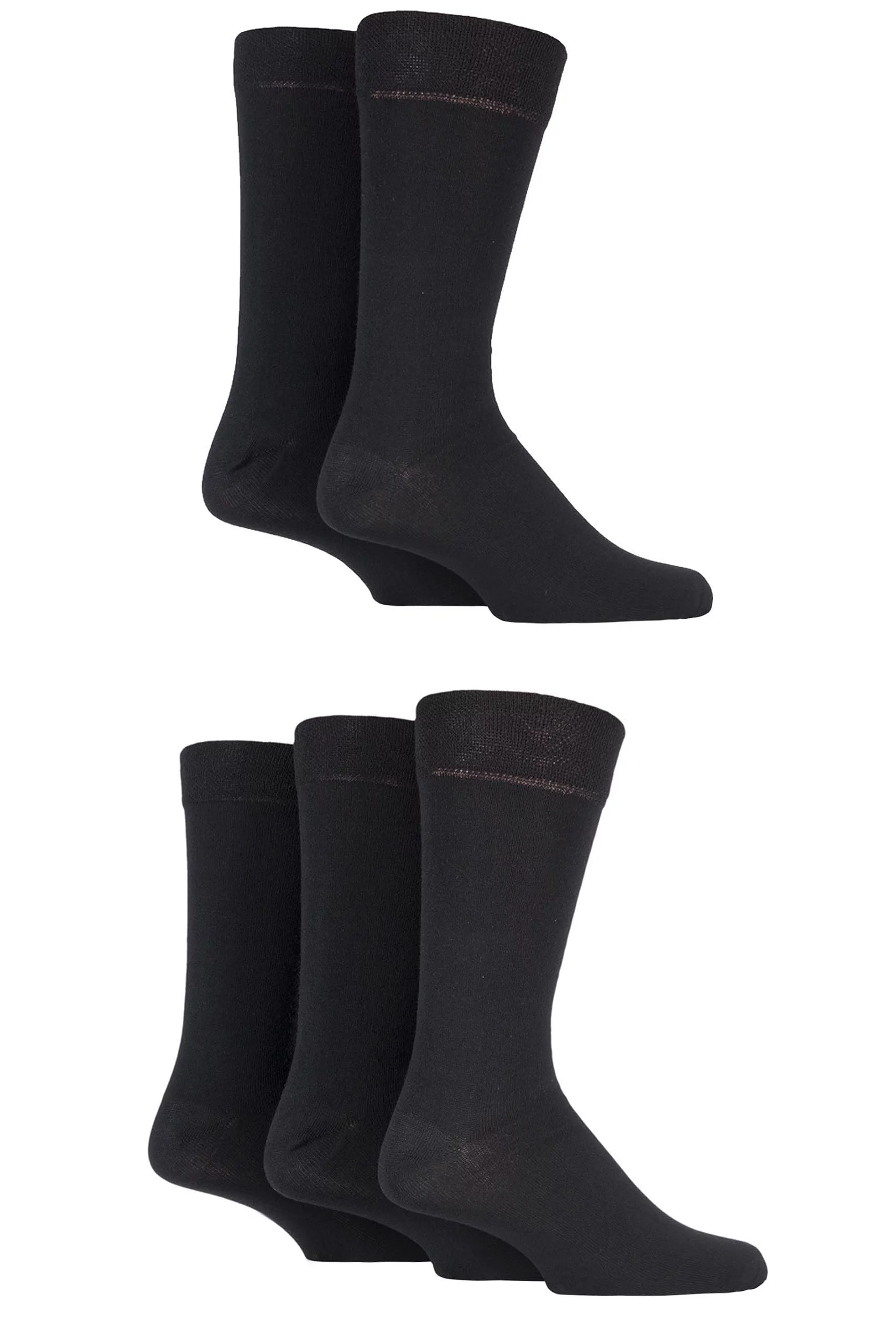 5 Pair Black Classic Everyday Plain Jacquard Cotton Socks Men's 6-11 Mens - Farah