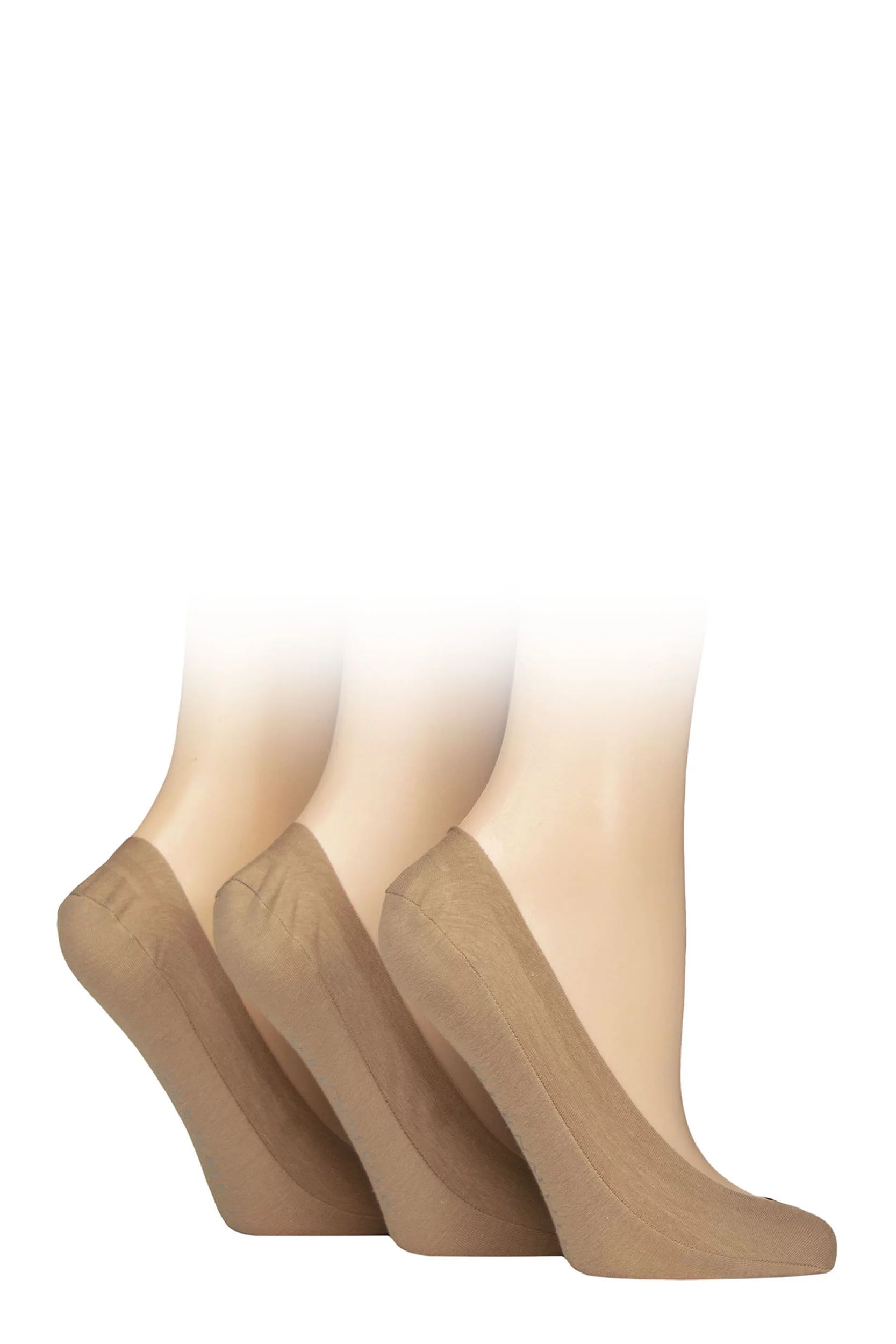 Women's 3 Pair Glenmuir Plain Cotton Shoe Liner Socks Nude 2 4-8 Women'