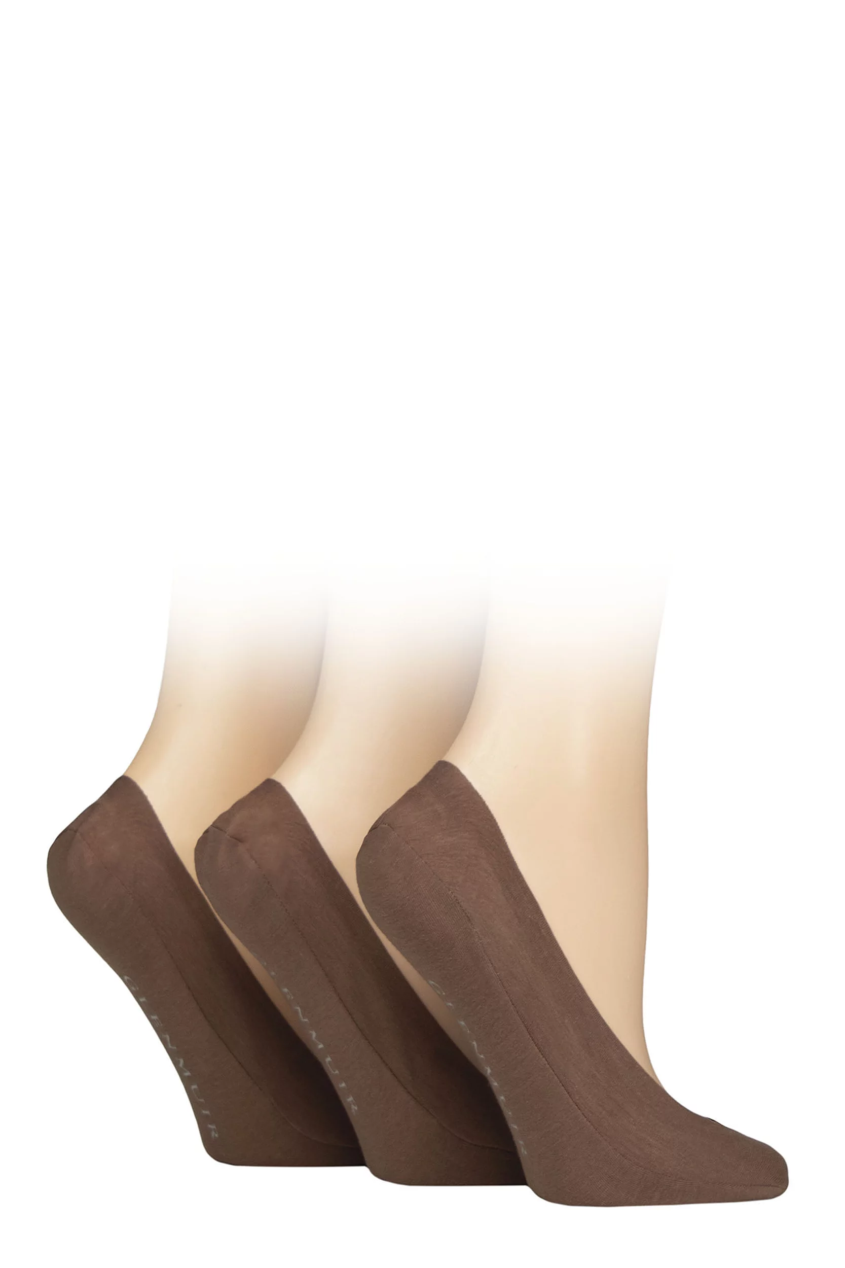 Women's 3 Pair Glenmuir Plain Cotton Shoe Liner Socks Nude 4-8 Women'