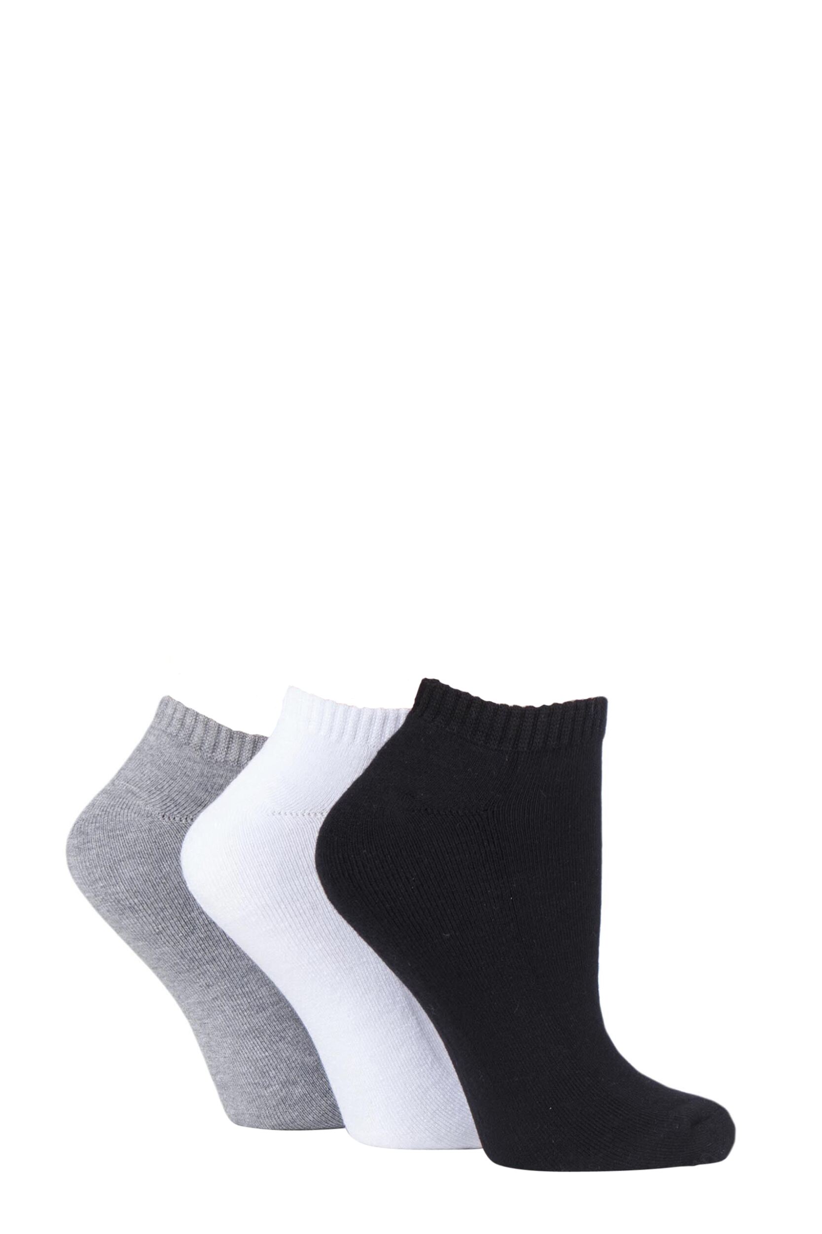 3 Pair Assorted Cushion Bamboo Sports Trainer Socks Ladies 4-8 Ladies - Glenmuir