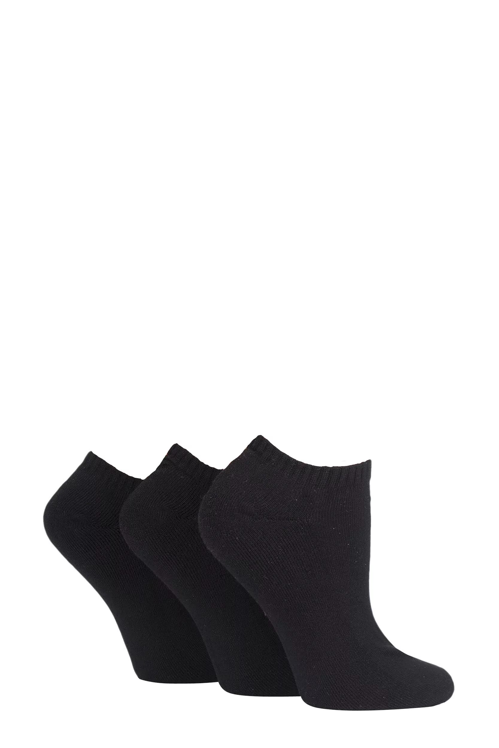 3 Pair Black Cushion Bamboo Sports Trainer Socks Ladies 4-8 Ladies - Glenmuir