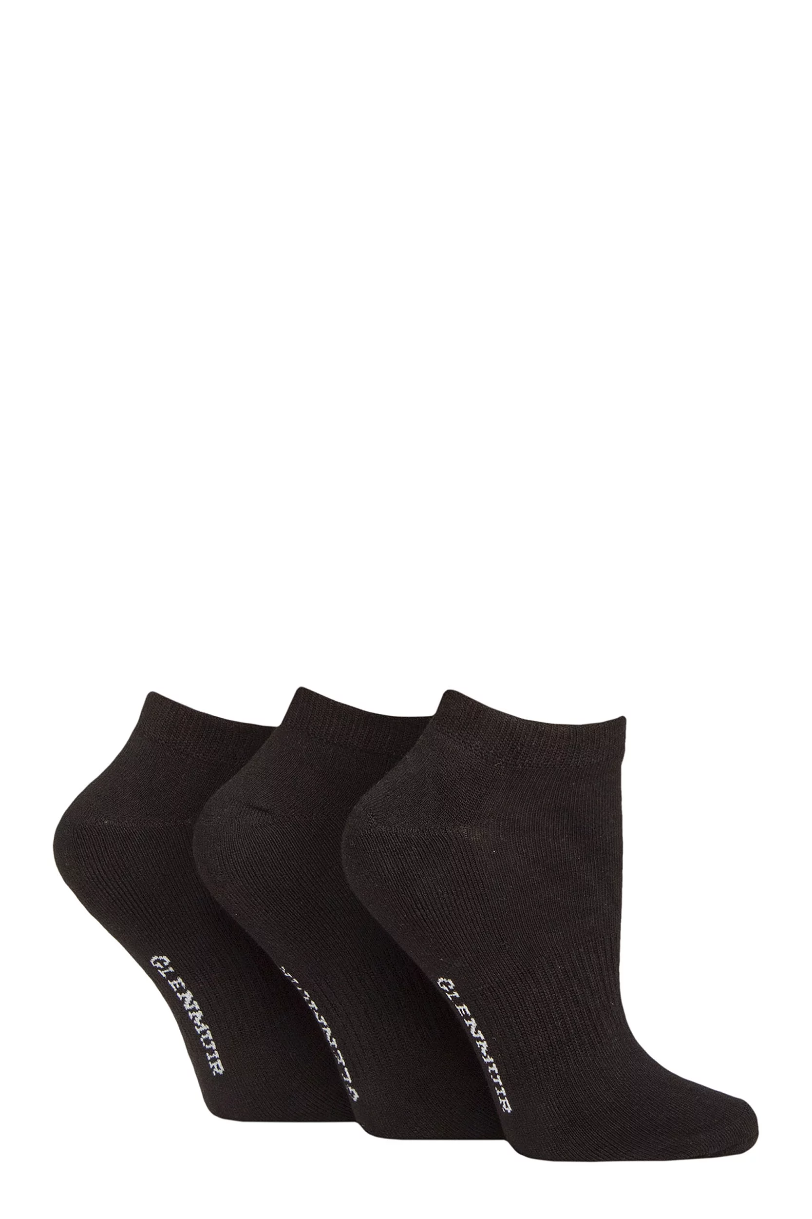 3 Pair Black Cushion Bamboo Sports Trainer Socks Ladies 4-8 Ladies - Glenmuir