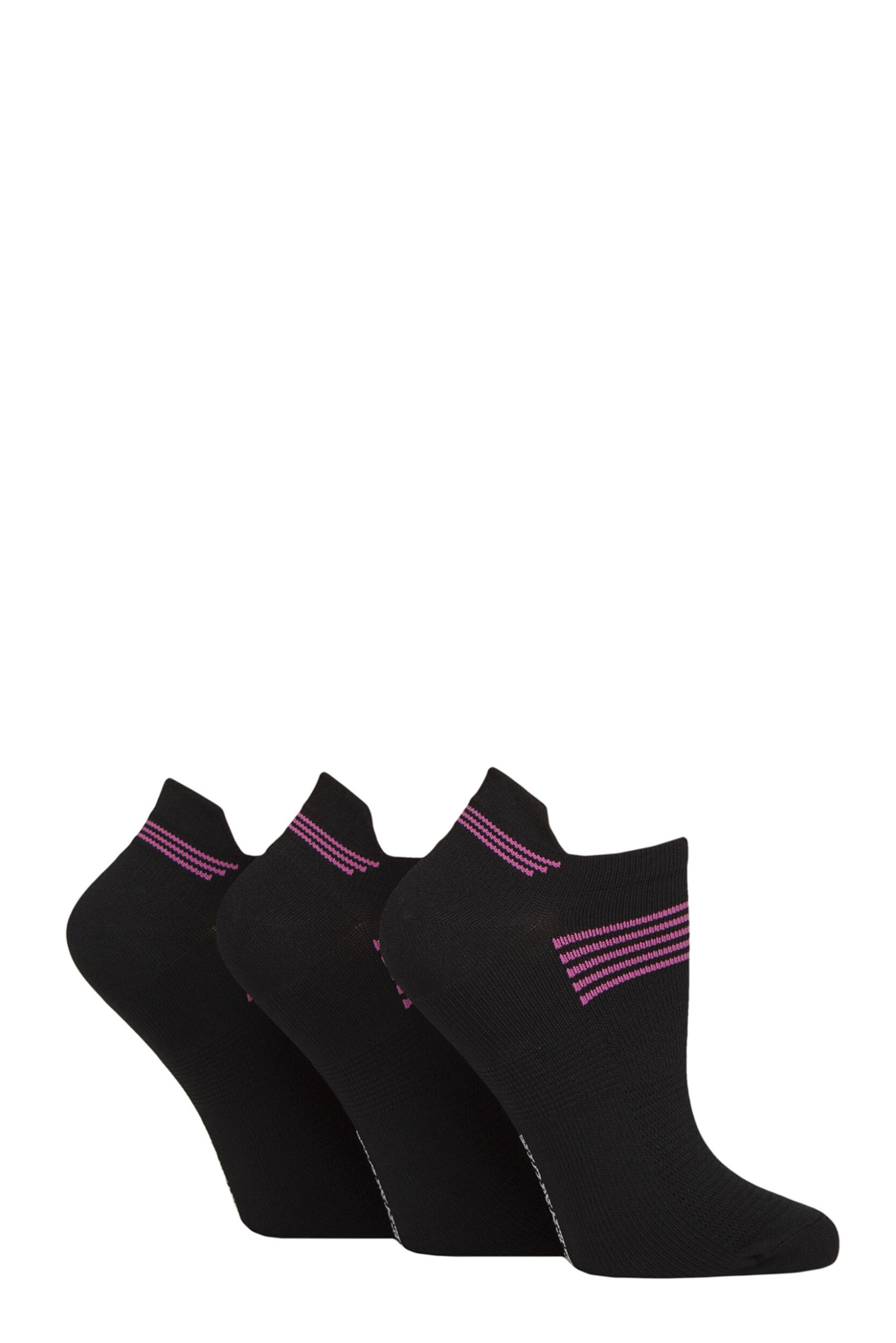 Women's 3 Pair Glenmuir Technical Compression Sports Socks Black 4-8 Ladies