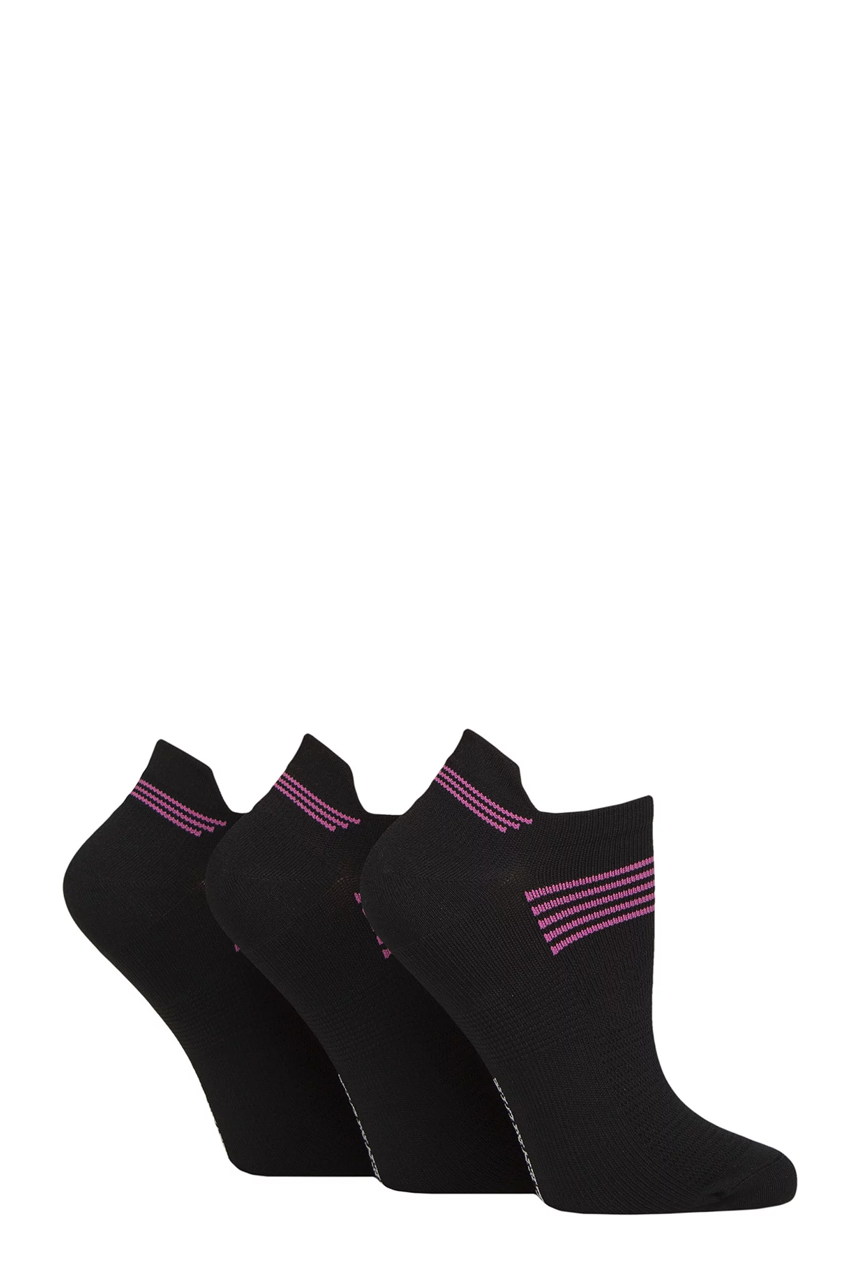 Women's 3 Pair Glenmuir Technical Compression Sports Socks Black 4-8 Ladies