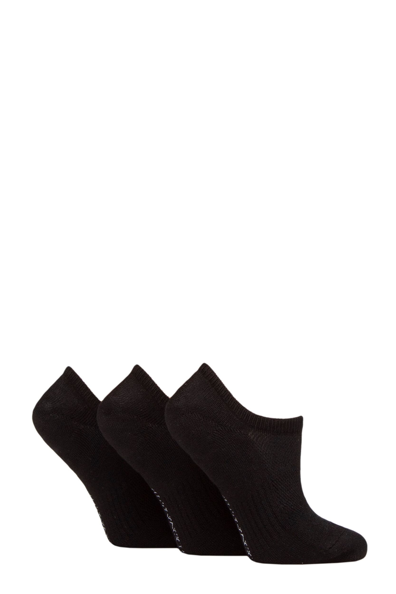 Women's 3 Pair Glenmuir Bamboo Sports Shoe Liners Black 4-8 Ladies