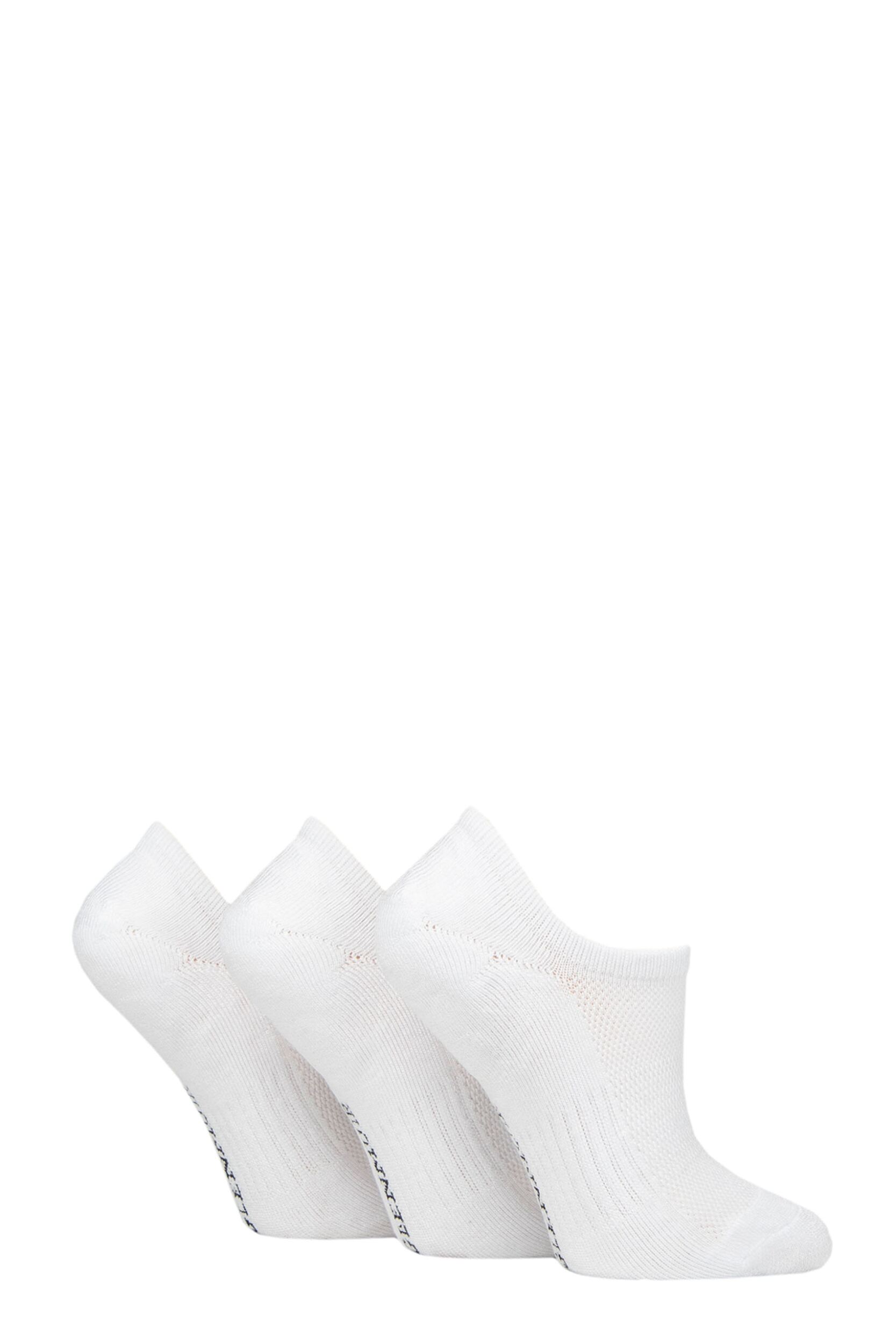 Women's 3 Pair Glenmuir Bamboo Sports Shoe Liners White 4-8 Ladies
