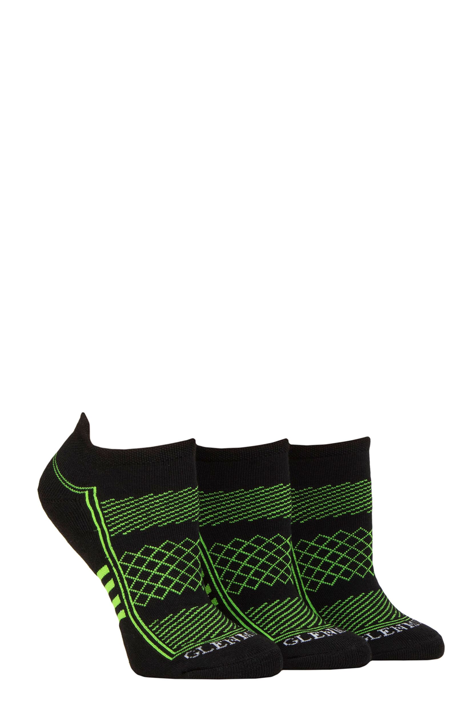 Women's 3 Pair Glenmuir Cushioned Sport Trainer Socks Black 4-8