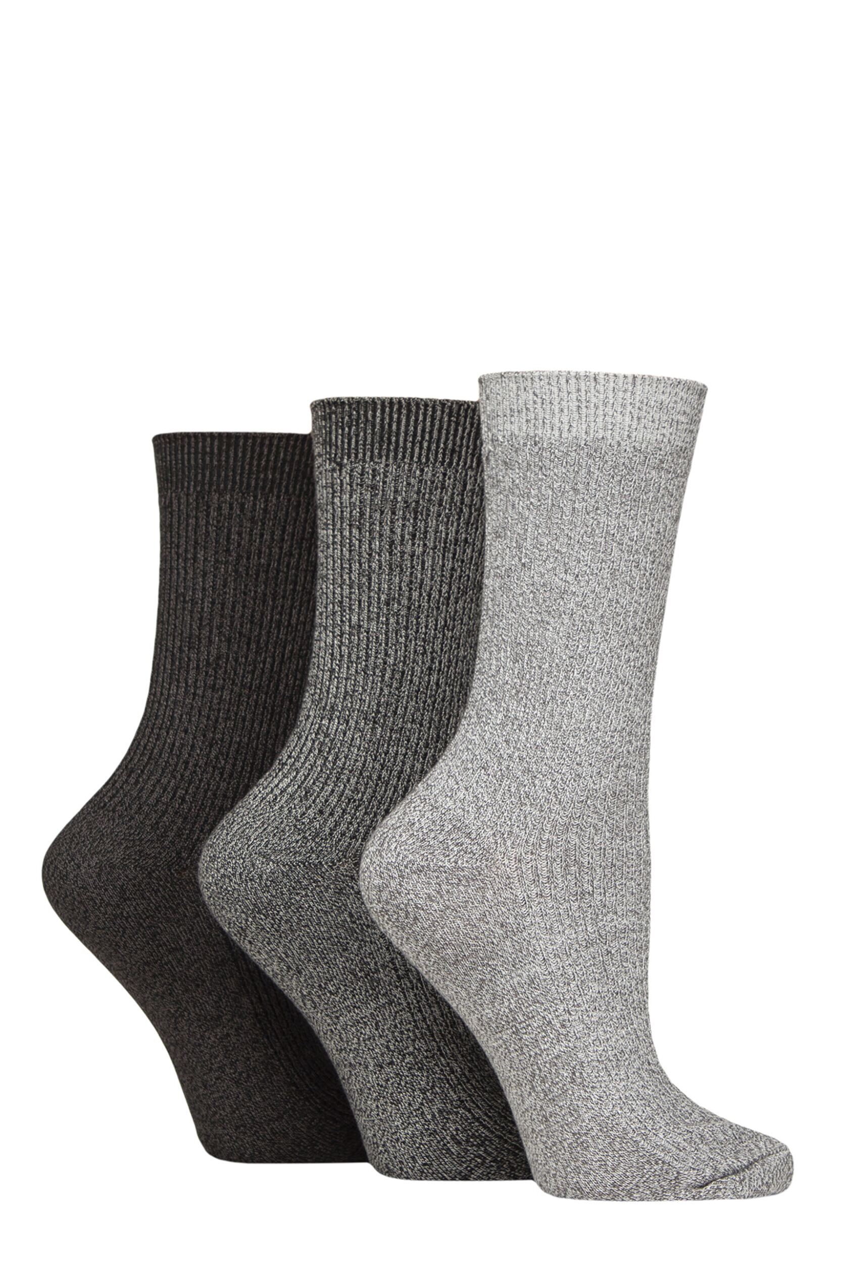 Women's 3 Pair Glenmuir Bamboo Leisure Socks Black 4-8 Women's