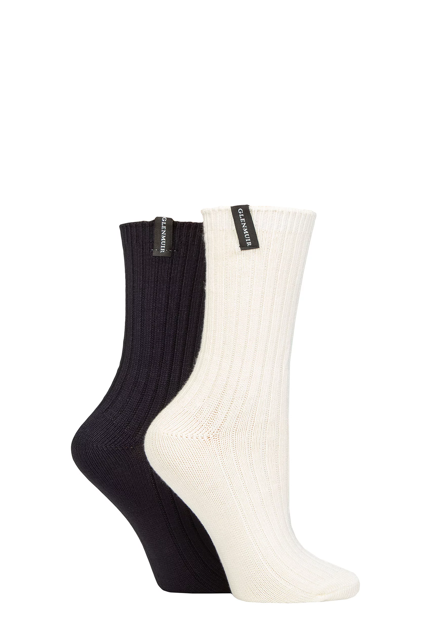 Women's 2 Pair Glenmuir Light Cushioned Bamboo Boot Socks Snow / Navy UK 4