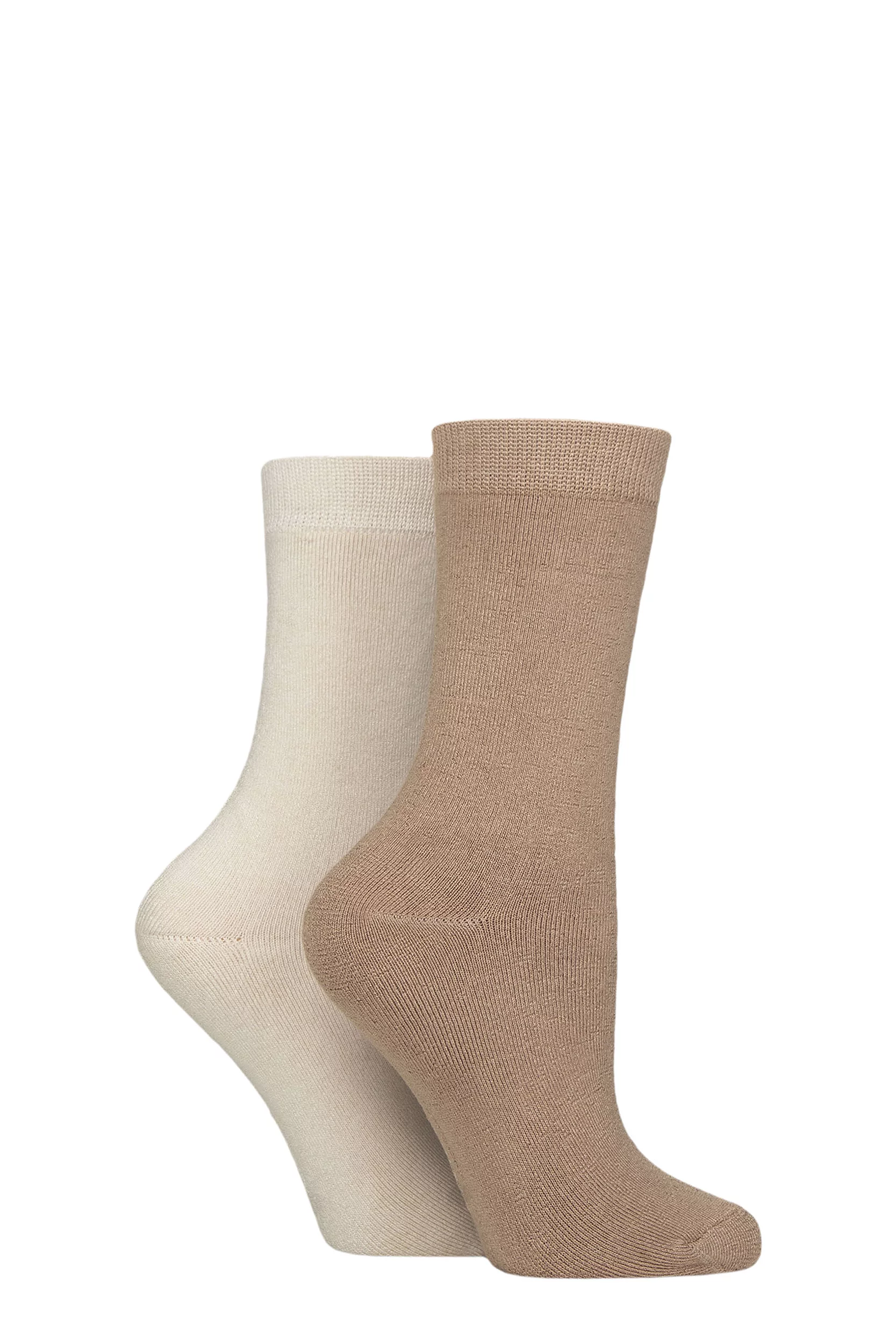 Women's 2 Pair Glenmuir Bamboo Cushioned Boot Socks Brown / Beige 4