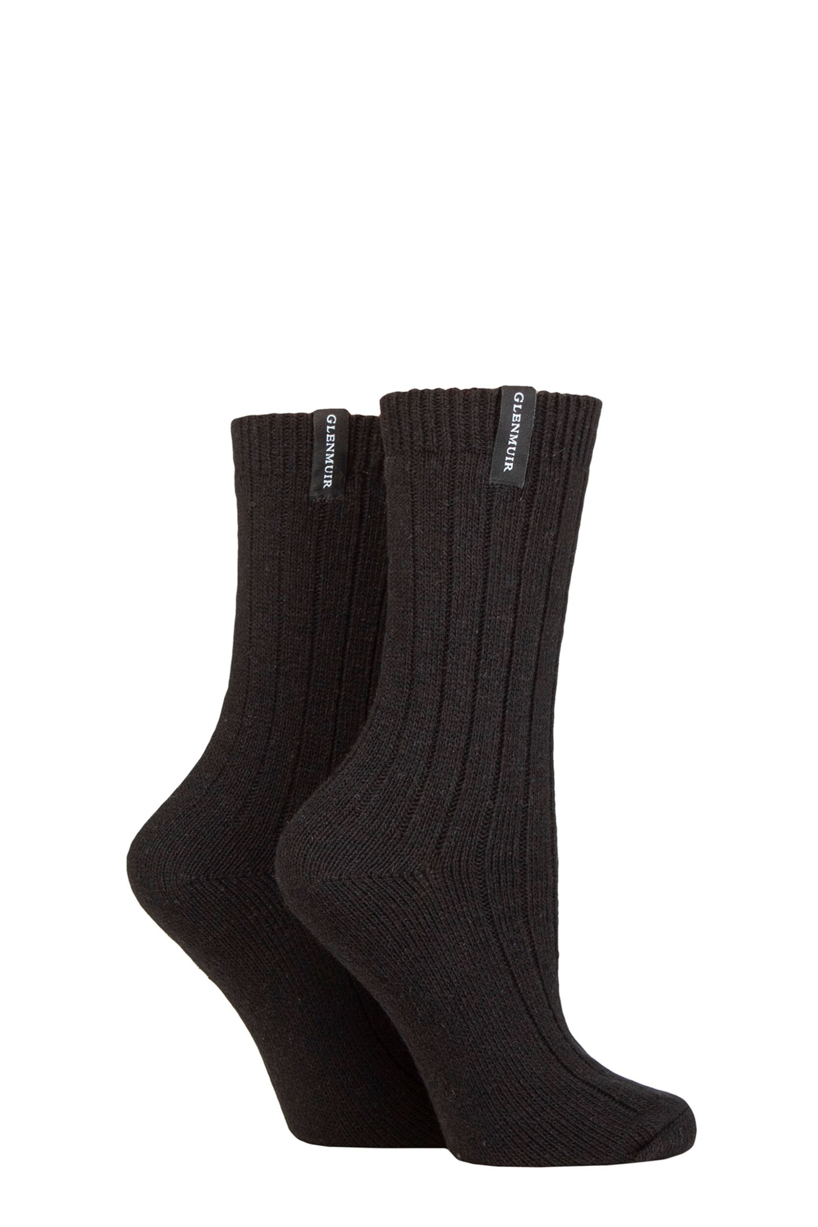 Women's 2 Pair Glenmuir Classic Boot Socks Black UK 4-8
