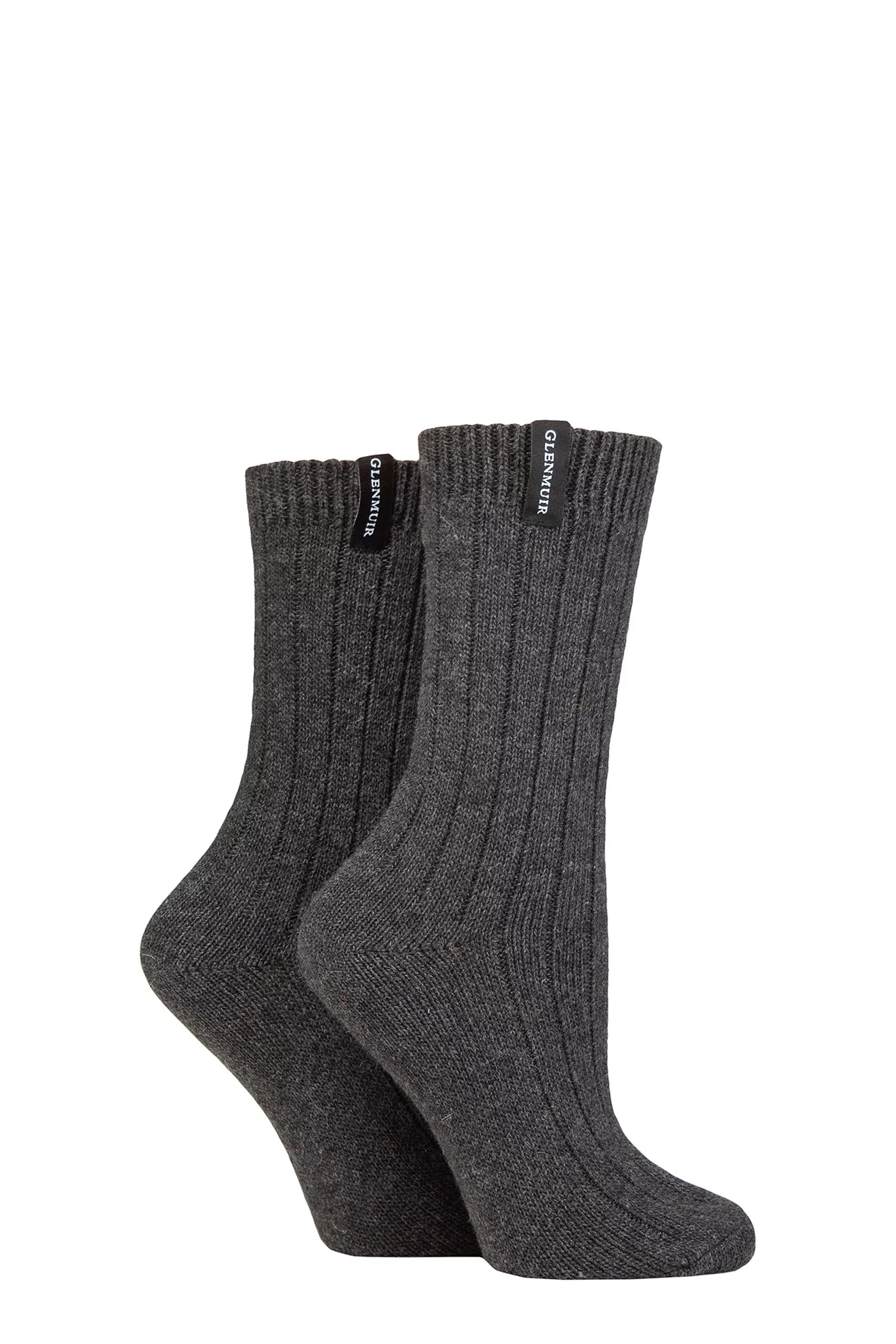 Women's 2 Pair Glenmuir Classic Boot Socks Charcoal UK 4