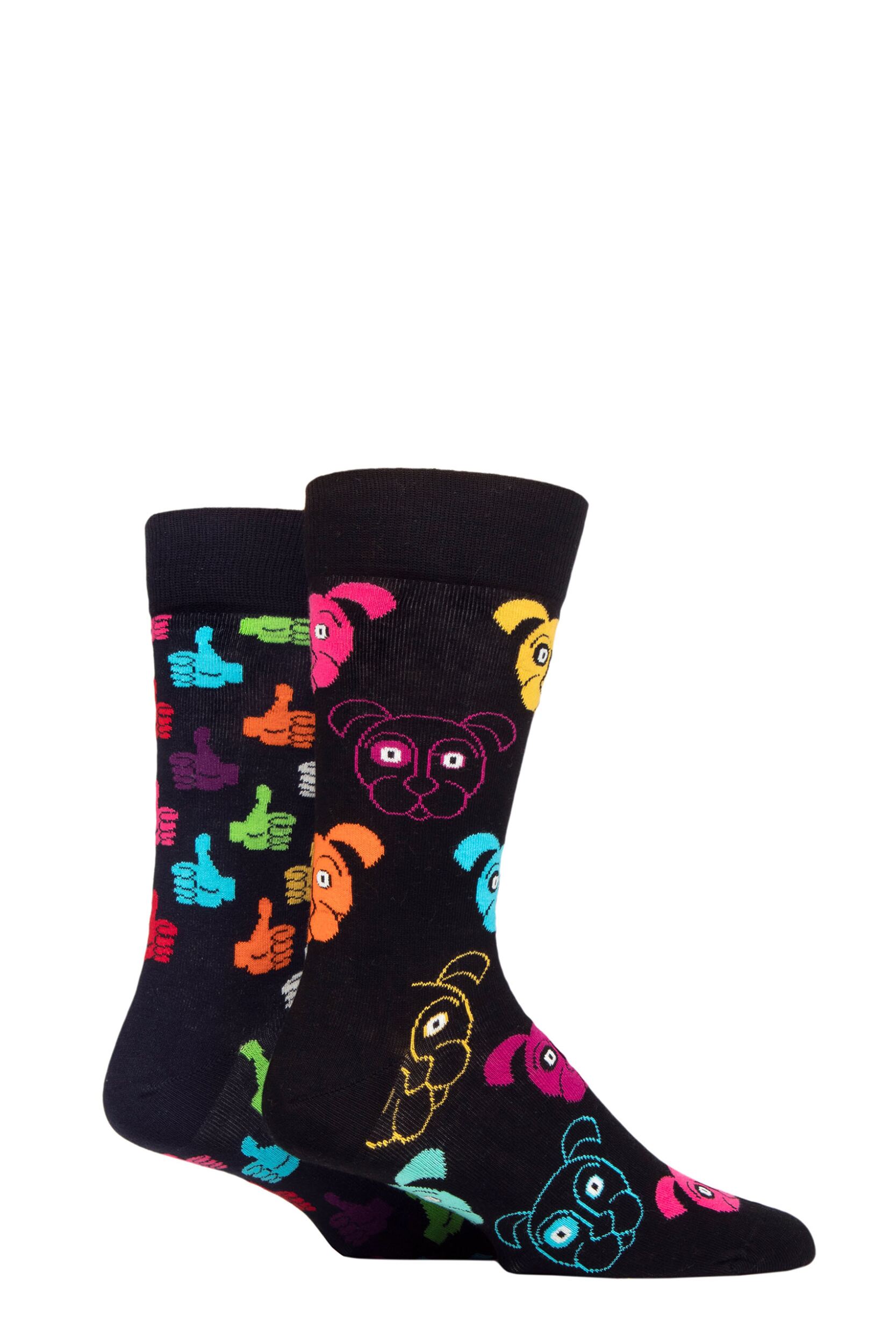 Mens and Women's 2 Pair Happy Socks Classic Dog Socks Multi 4-7 Unisex