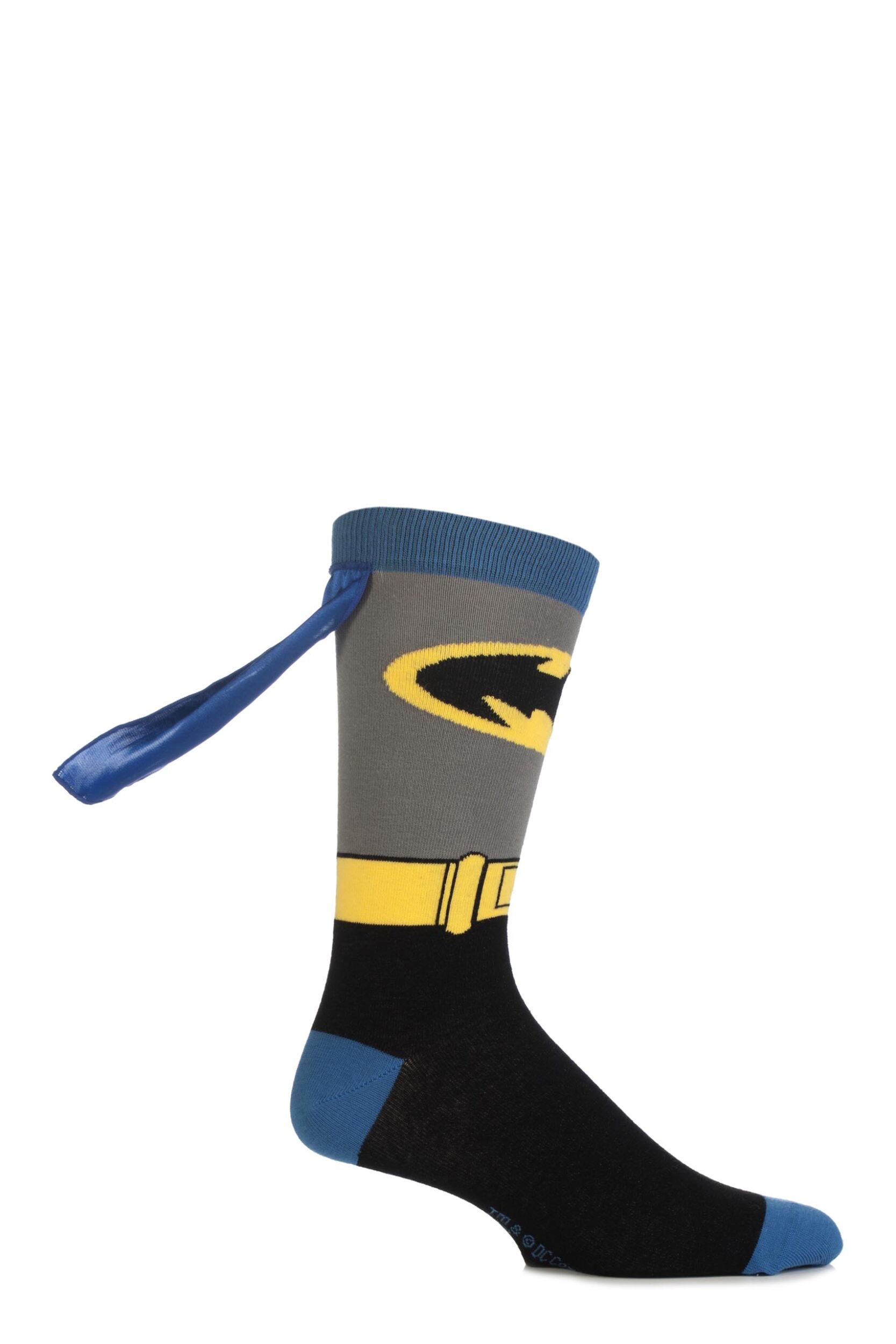 1 Pair Multi Coloured Batman Cape Socks Men's 11-13 Mens - Film & TV Characters