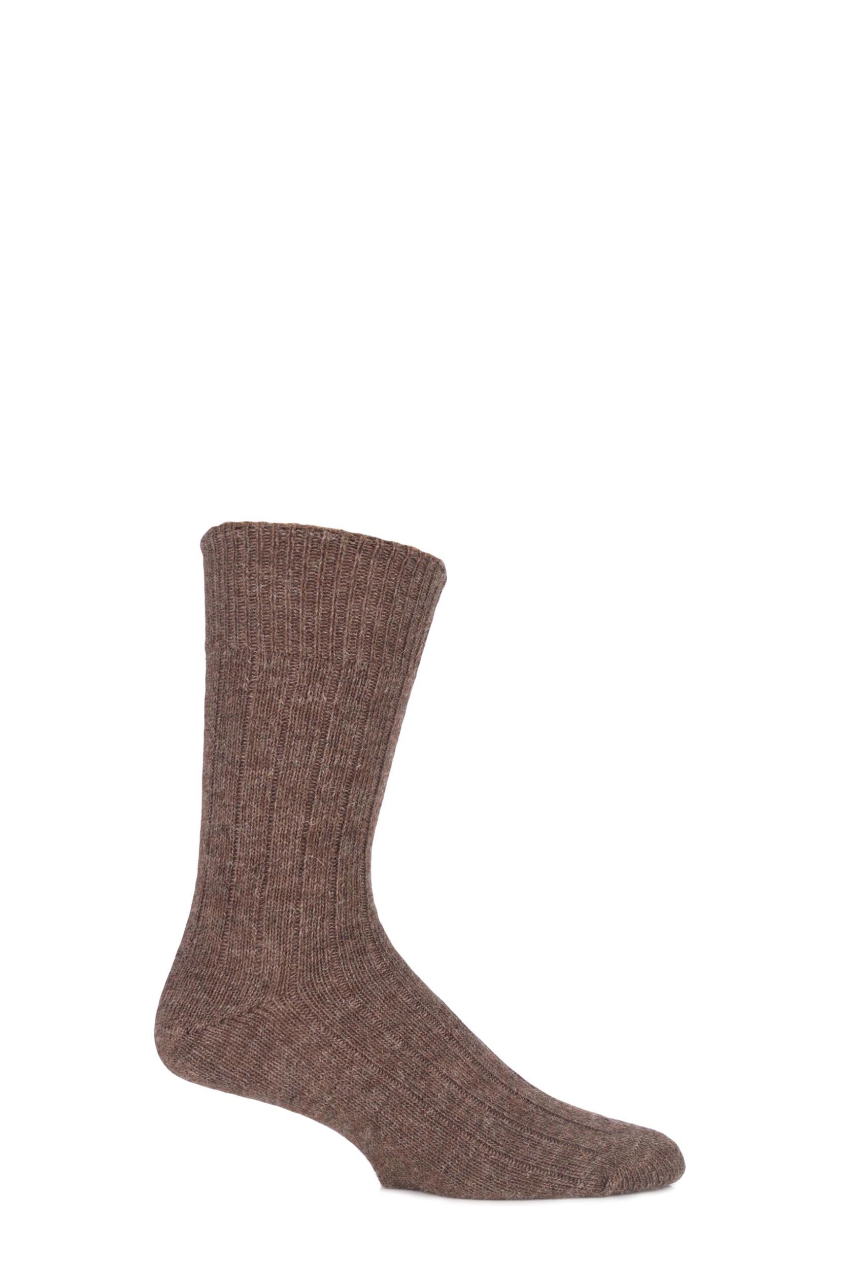 1 Pair Natural Brown of London Alpaca Bed Socks Unisex 4-7 Unisex - SOCKSHOP of London
