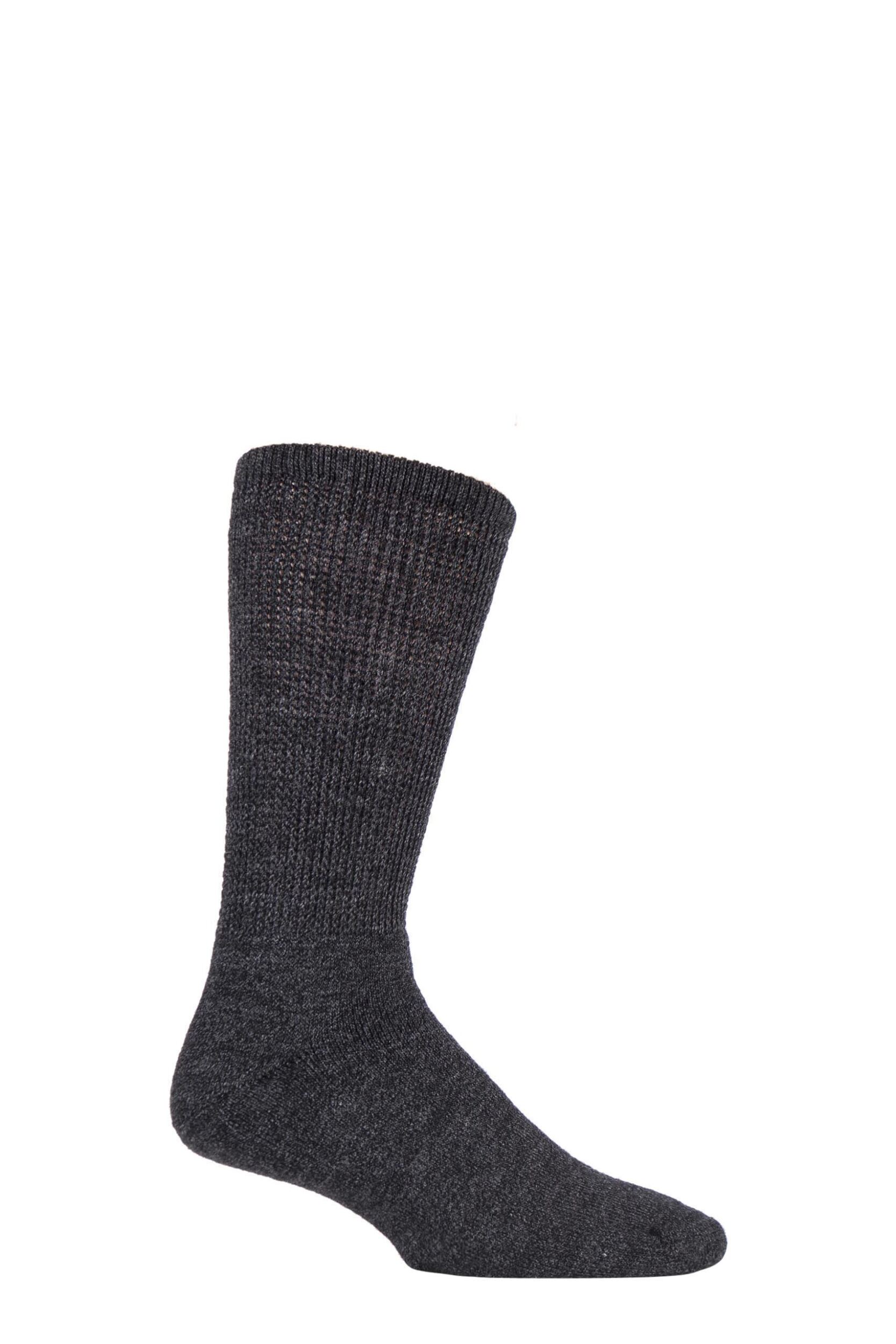 1 Pair Charcoal Wool Diabetic Socks Men's 6-11 Mens - HJ Hall
