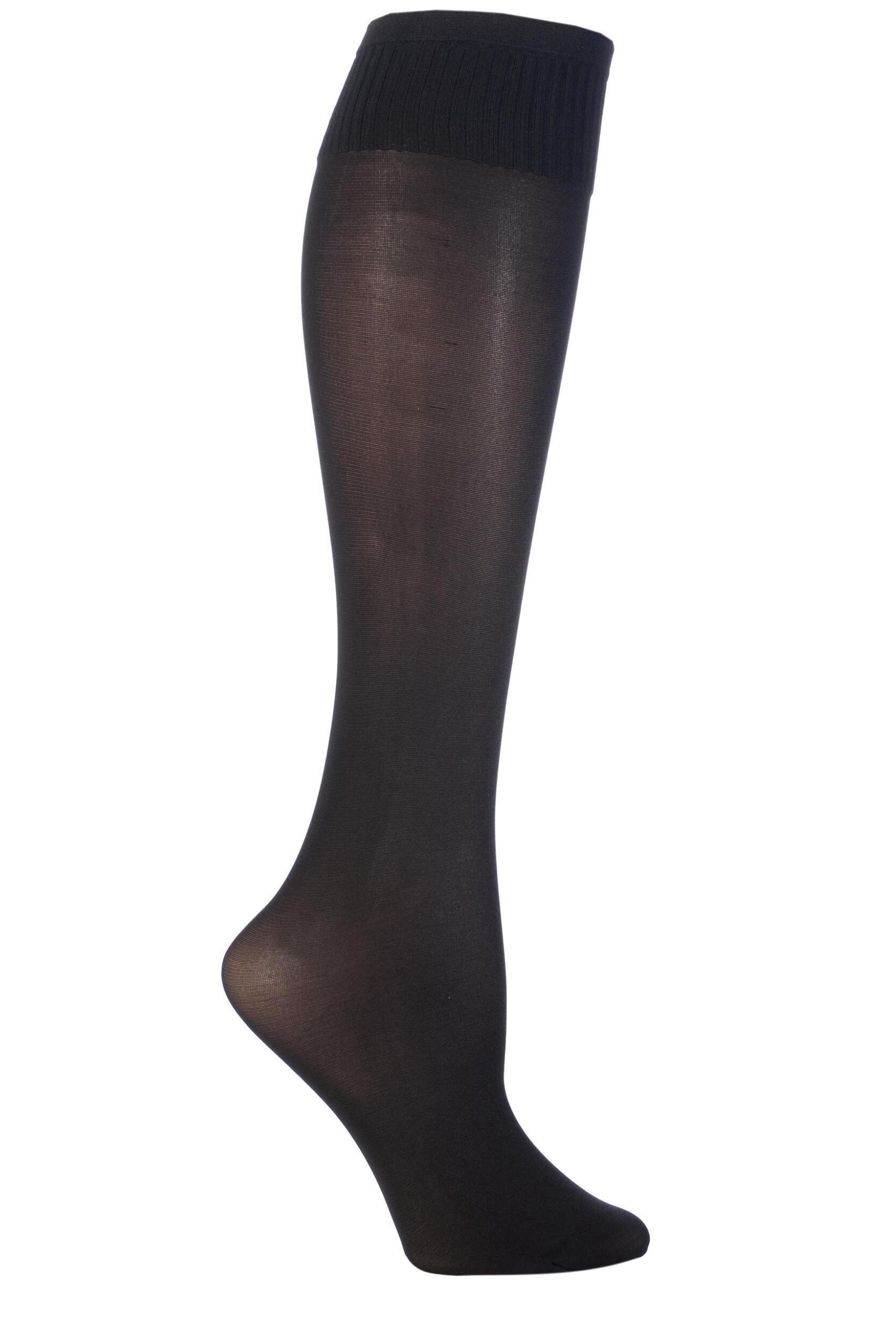 1 Pair Black Laura Microfibre Knee Highs Ladies One Size - Trasparenze