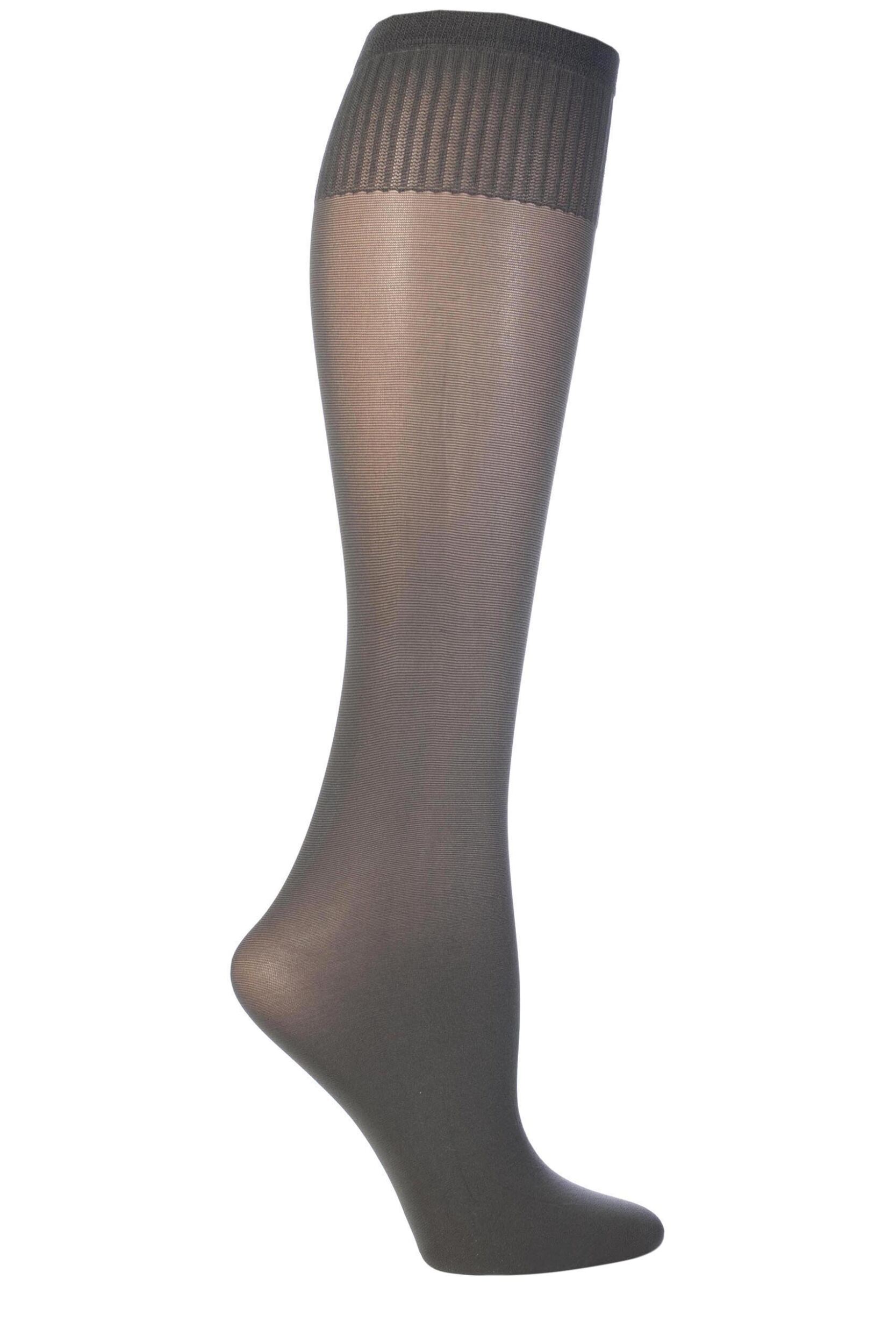 1 Pair Dark Grey Laura Microfibre Knee Highs Ladies One Size - Trasparenze