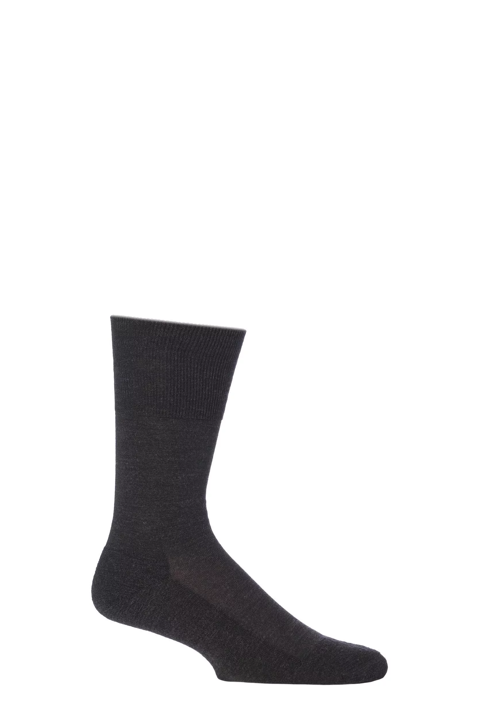 1 Pair Anthracite Melange Airport Plus Plain Virgin Wool and Cotton Cushioned Business Socks Men's 7-8 Mens - Falke