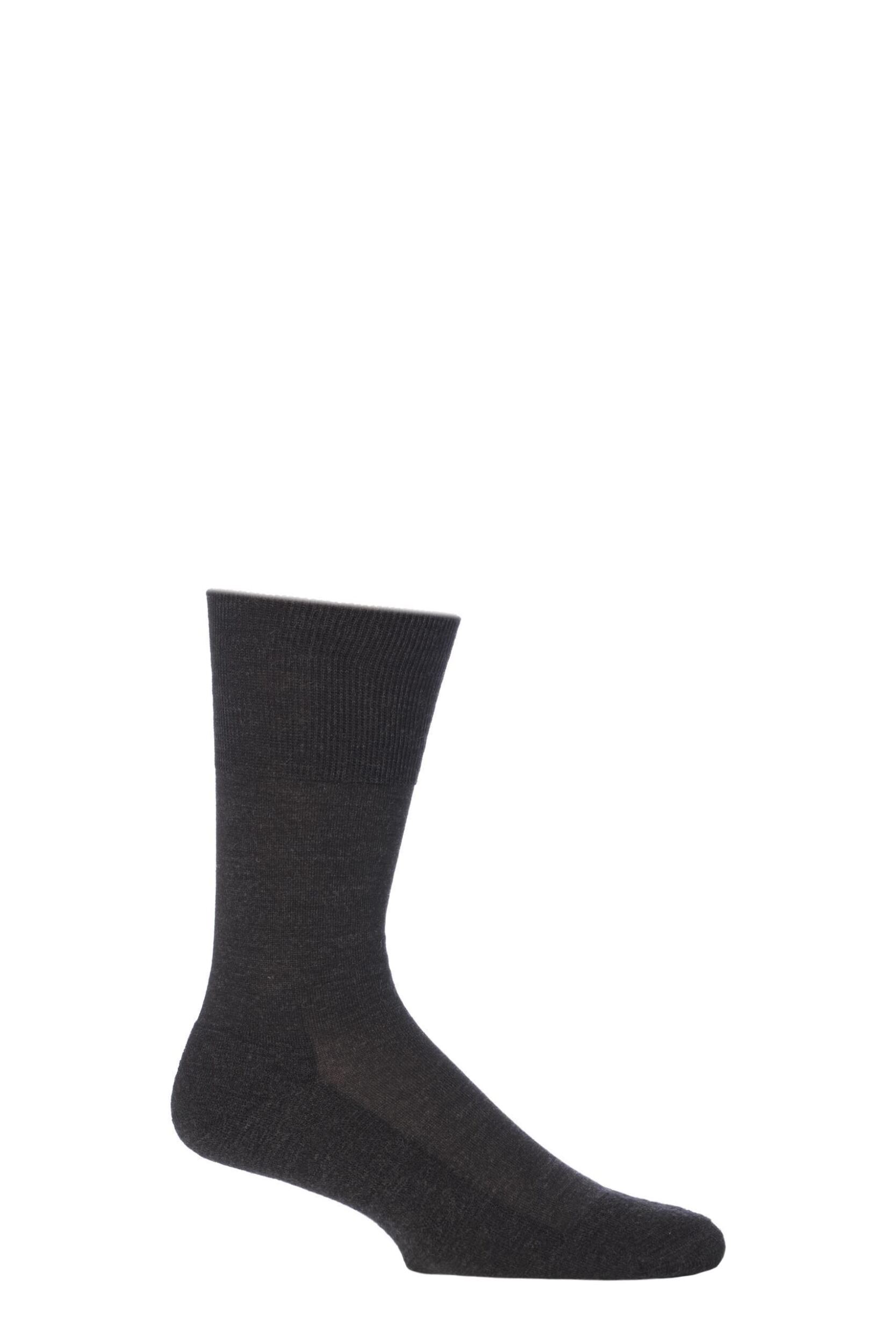 1 Pair Anthracite Melange Airport Plus Plain Virgin Wool and Cotton Cushioned Business Socks Men’s 8.5-9.5 Mens – Falke