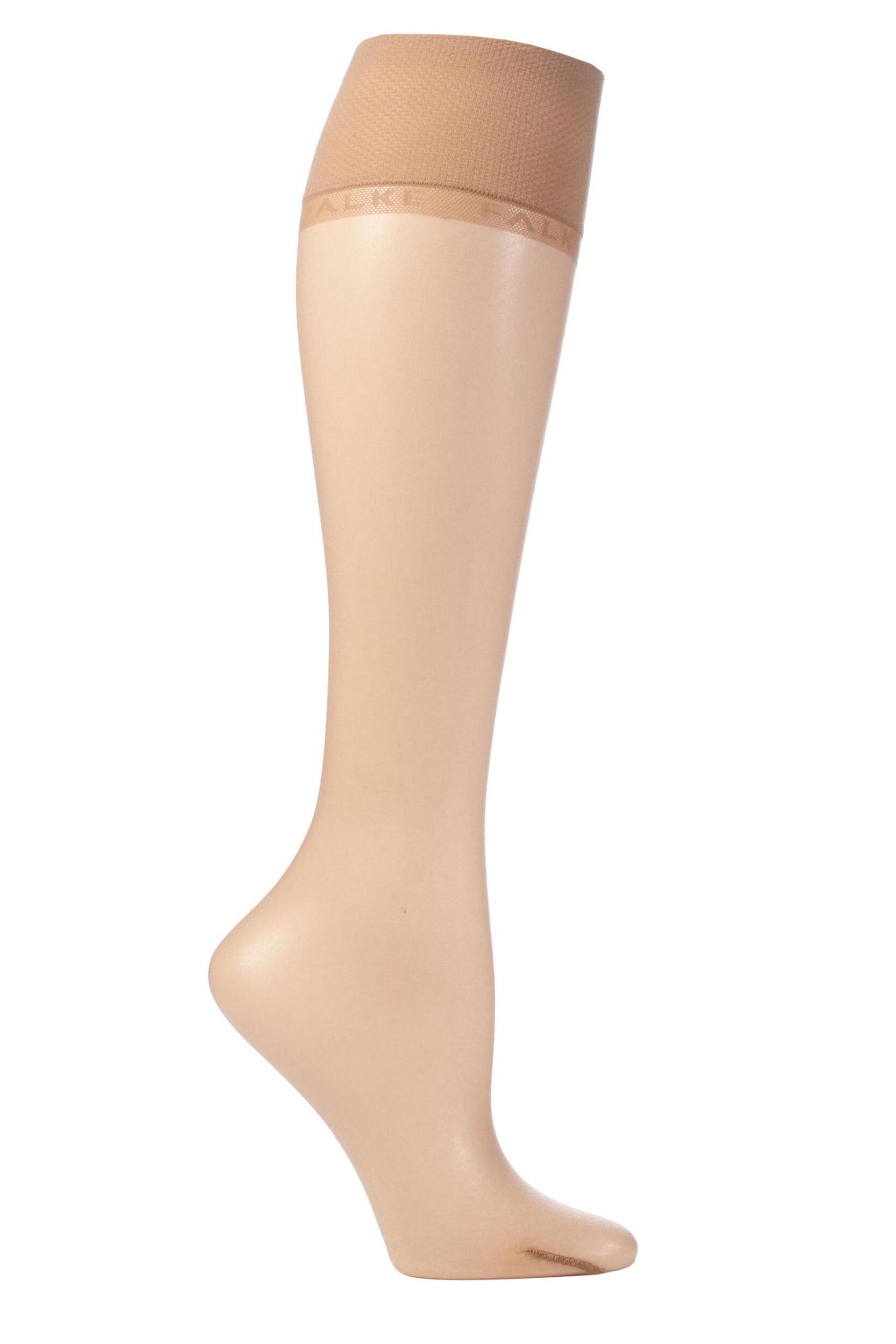 1 Pair Powder Shelina 12 Denier Ultra Transparent Knee Highs With Shimmer Ladies 5.5-8 Ladies - Falke