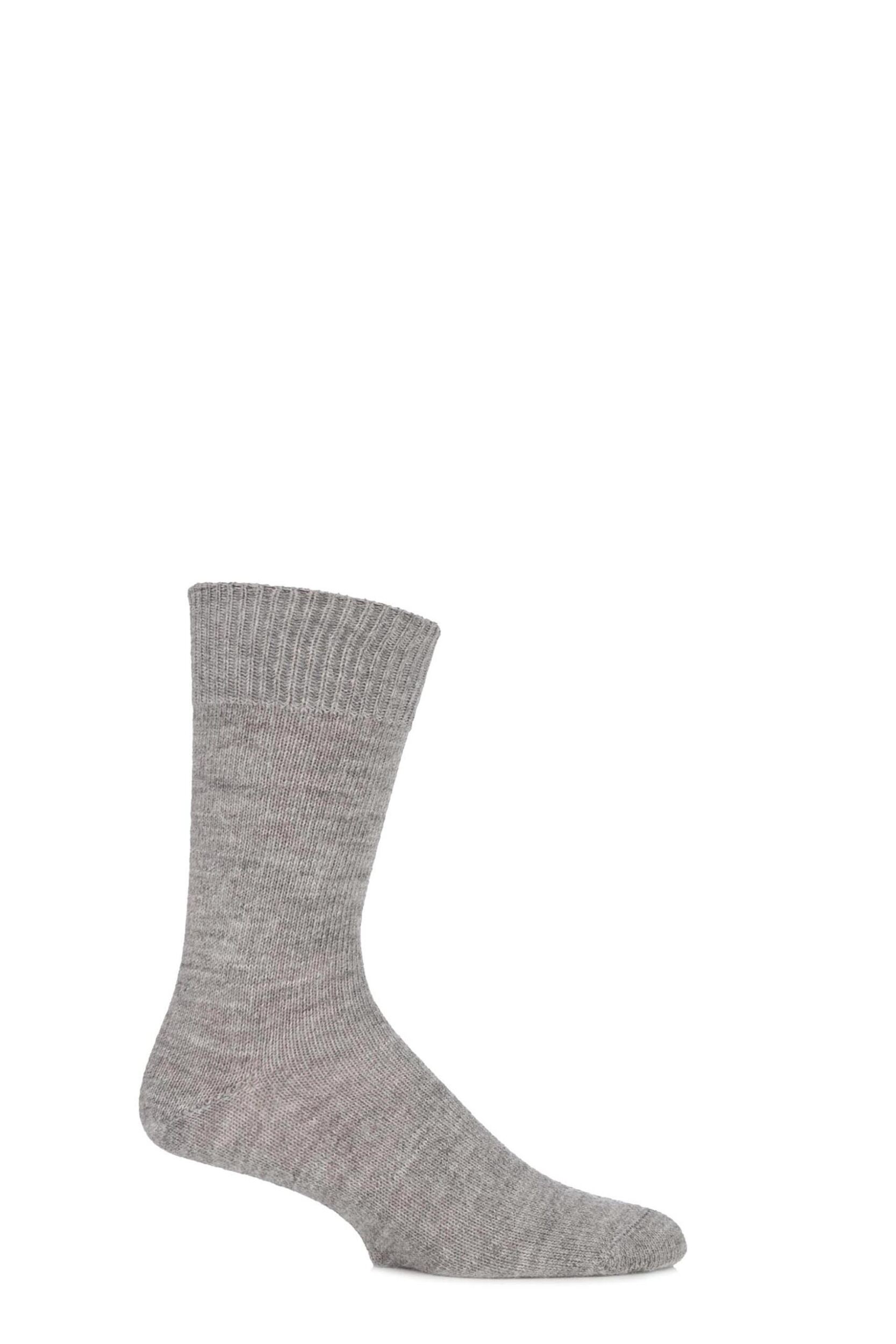 1 Pair Natural Grey of London Plain Alpaca Socks Unisex 8-10 Unisex - SOCKSHOP of London
