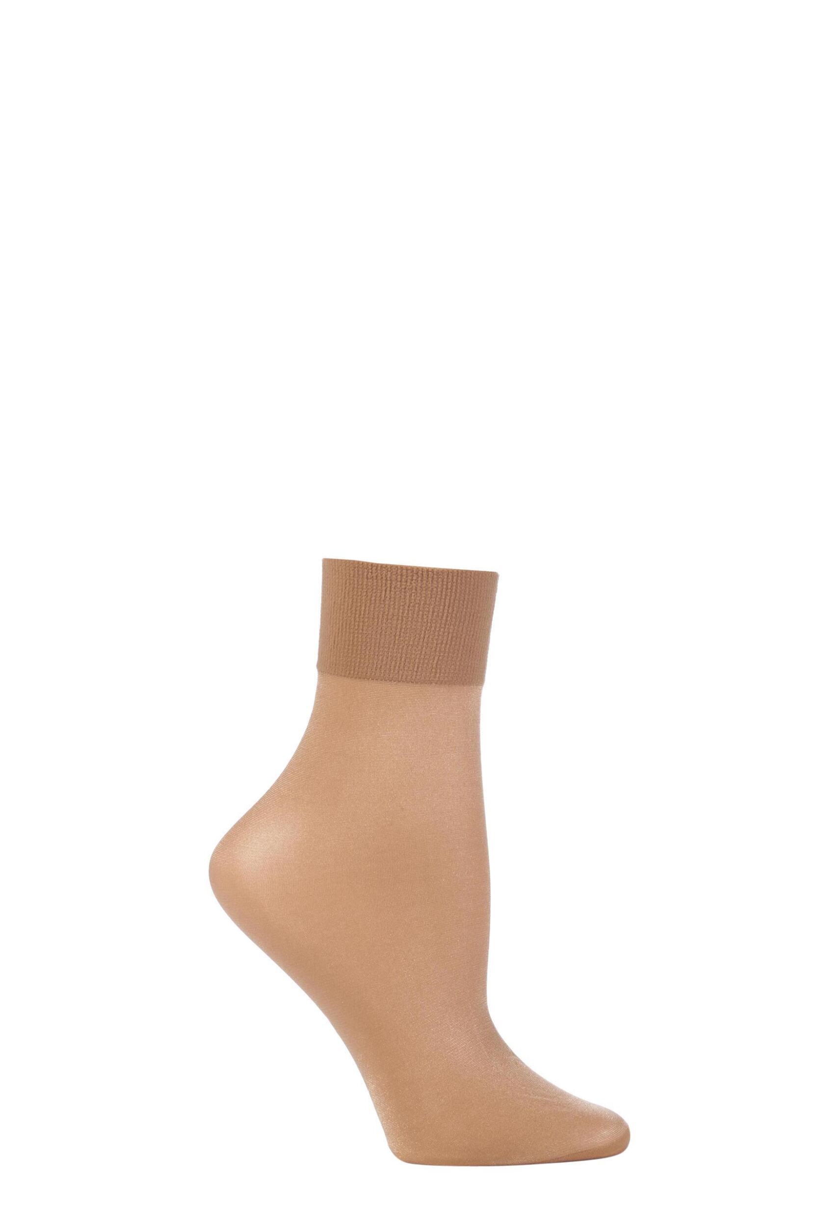 1 Pair Powder Seidenglatt 15 Denier Transparent Shining Ankle Highs Ladies 2.5-5 Ladies - Falke