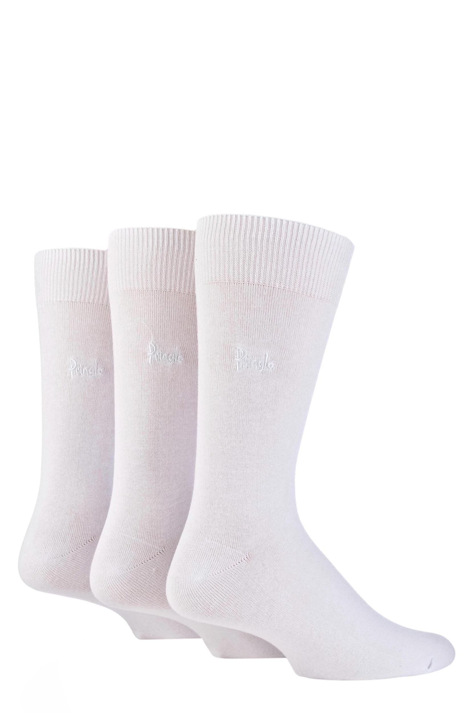 3 Pair White Endrick Plain Trouser Socks Men's 7-11 Mens - Pringle