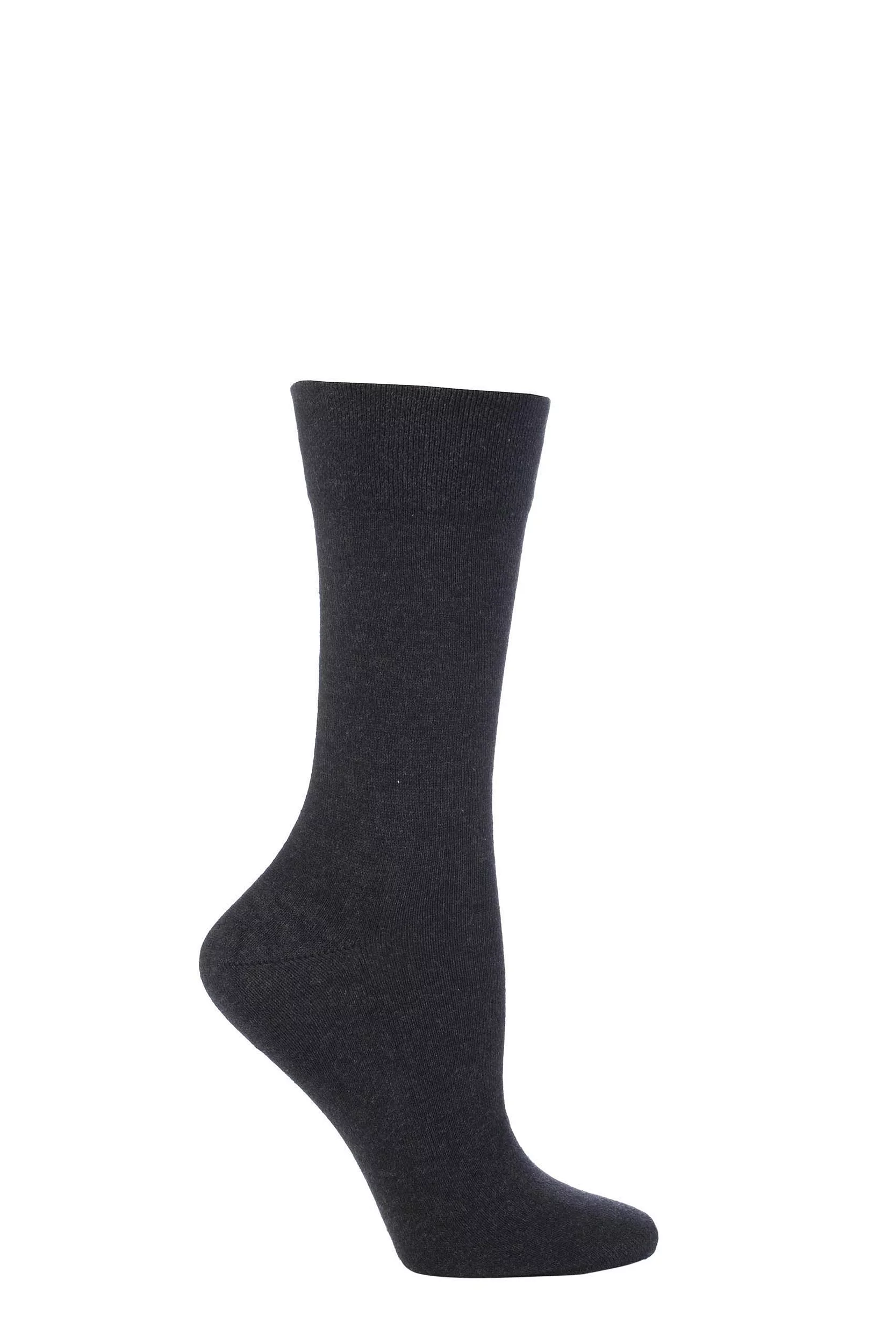 1 Pair Anthracite Sensitive London Left And Right Comfort Cuff Cotton Socks Ladies 2.5-5 Ladies - Falke