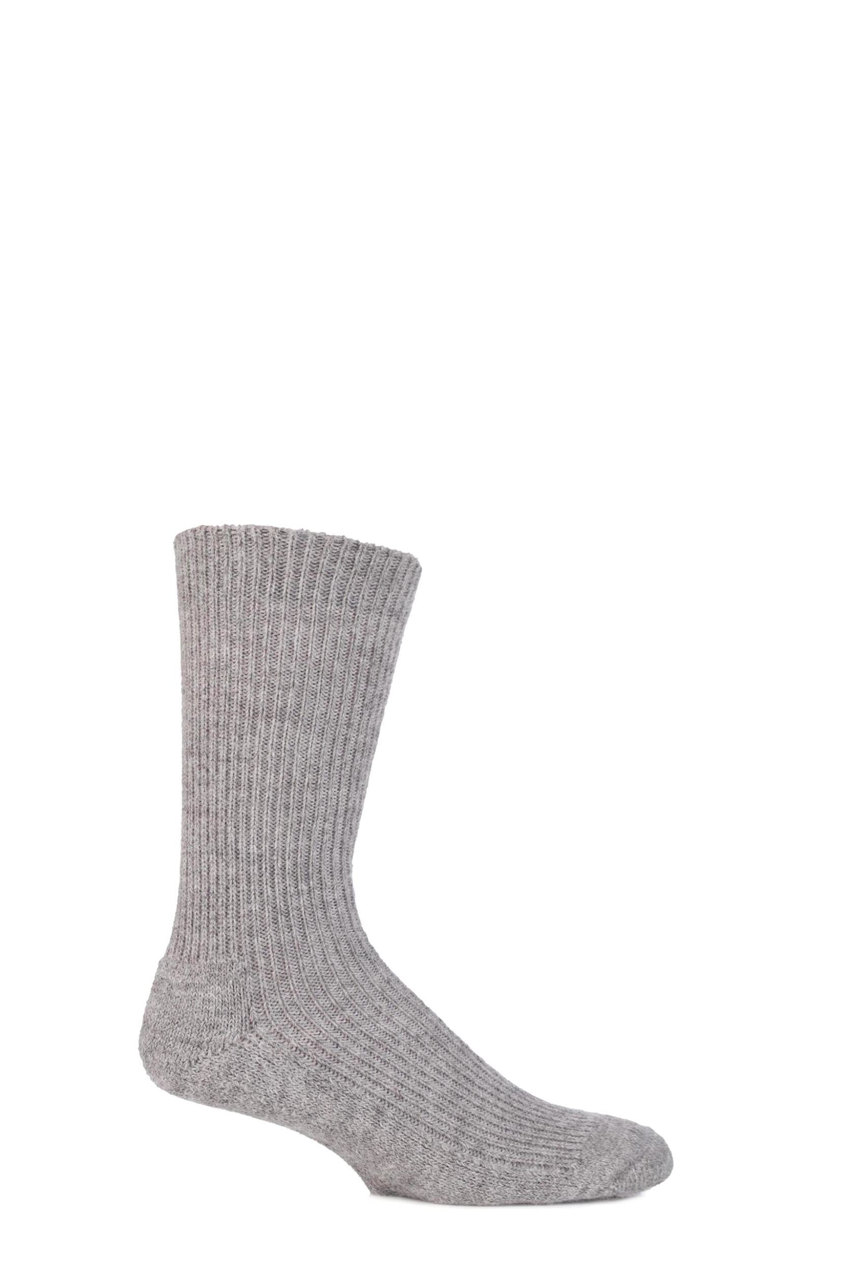 1 Pair Natural Grey of London Alpaca Ribbed Boot Socks With Cushioning Unisex 8-10 Unisex - SOCKSHOP of London